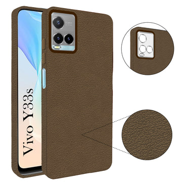 For Vivo Y33s  Back Cover Case (Glass Like Camera Protection | Leather Feel | Minimalist Professional Grip)