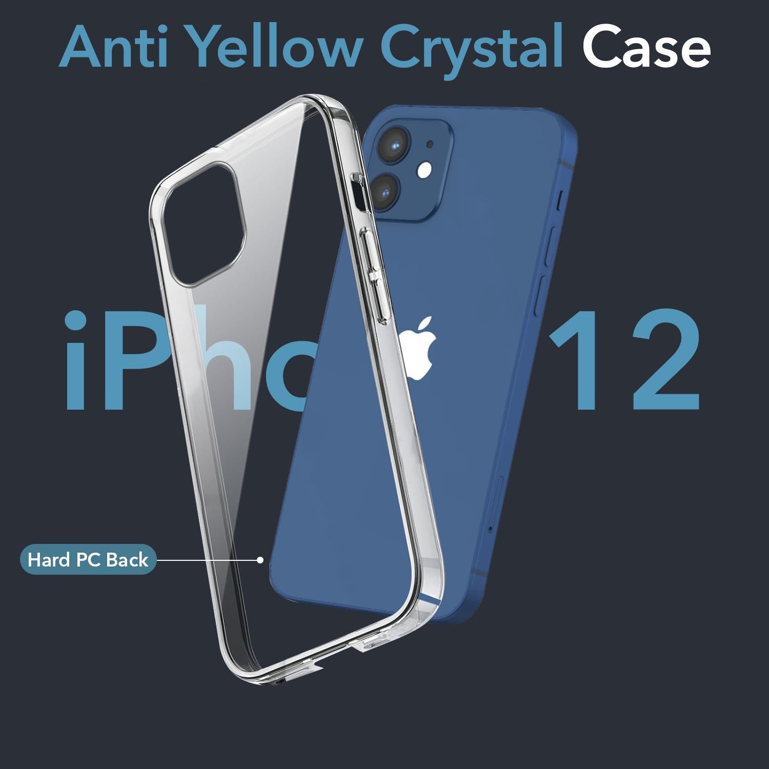 For Apple iPhone 12 Back Cover Case (Hard Anti Yellow Clear Case | Drop & Camera Protection | Shockproof Polycarbonate)