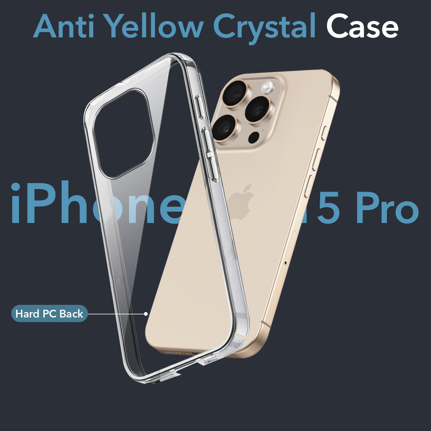 For Apple iPhone 15 Pro Back Cover Case (Hard Anti Yellow Clear Case | Drop & Camera Protection | Shockproof Polycarbonate)