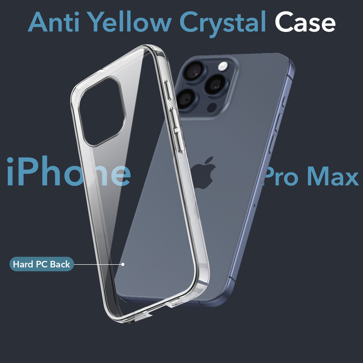 For Apple iPhone 15 Pro Max Back Cover Case (Hard Anti Yellow Clear Case | Drop & Camera Protection | Shockproof Polycarbonate)