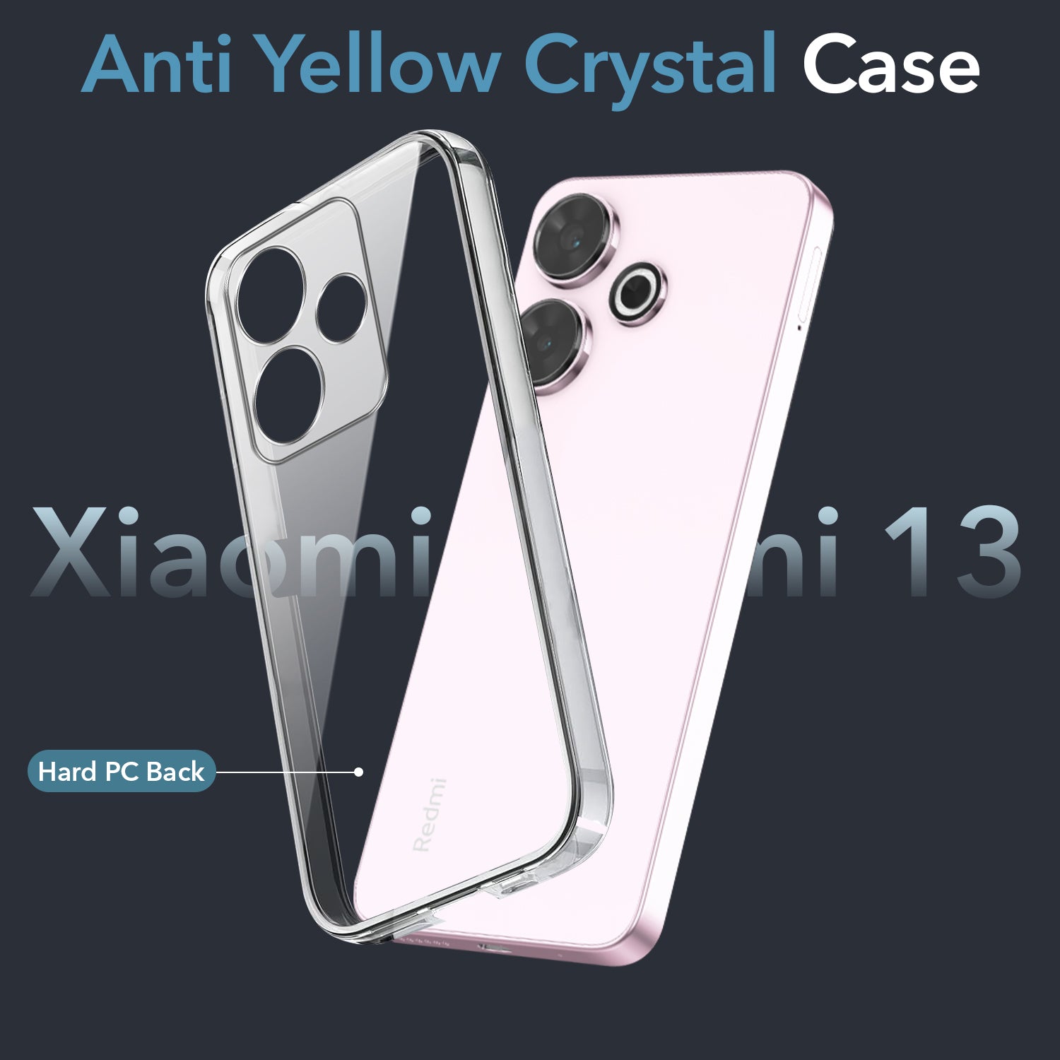 For Xiaomi Mi Redmi 13 4G | 5G Back Cover (Hard Anti Yellow Clear Case | Drop & Camera Protection | Shockproof Polycarbonate)