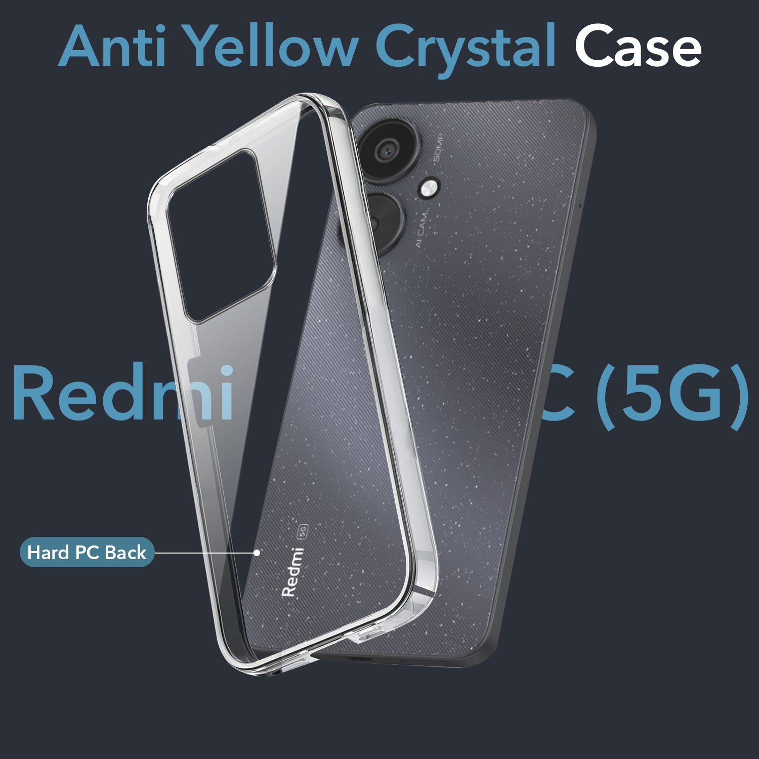 For Redmi 13C 5G Back Cover Case (Hard Anti Yellow Clear Case | Drop & Camera Protection | Shockproof Polycarbonate)