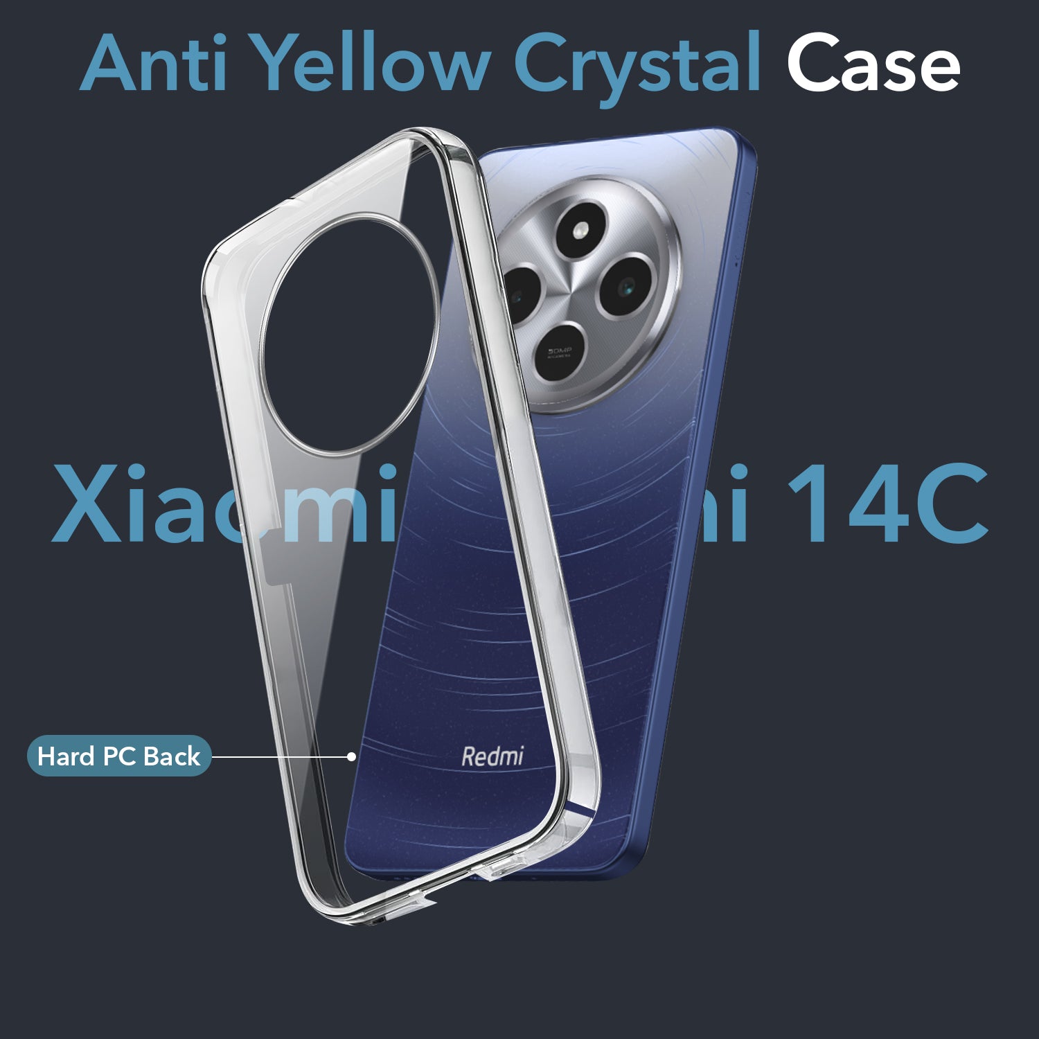 For Redmi A4 5G | Xiaomi Redmi 14C Back Cover Case (Hard Anti Yellow Clear Case | Sleek Hard Crystal Clear | Drop & Camera Protection | Shockproof Polycarbonate)