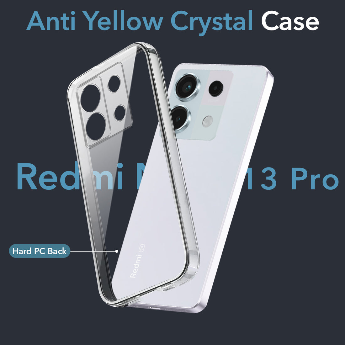 For Redmi Note 13 Pro Back Cover (Hard Anti Yellow Clear Case | Drop & Camera Protection | Shockproof Polycarbonate)