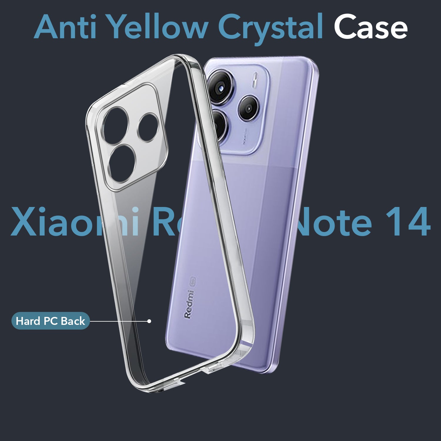 For Redmi Note 14 5G Back Cover Case (Hard Anti Yellow Clear Case | Sleek Hard Crystal Clear | Drop & Camera Protection | Shockproof Polycarbonate)