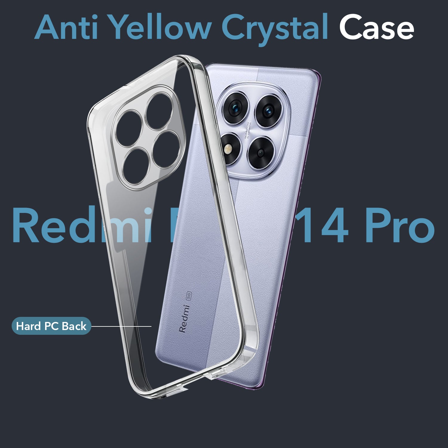 For Redmi Note 14 Pro Back Cover Case (Hard Anti Yellow Clear Case | Sleek Hard Crystal Clear | Drop & Camera Protection | Shockproof Polycarbonate)