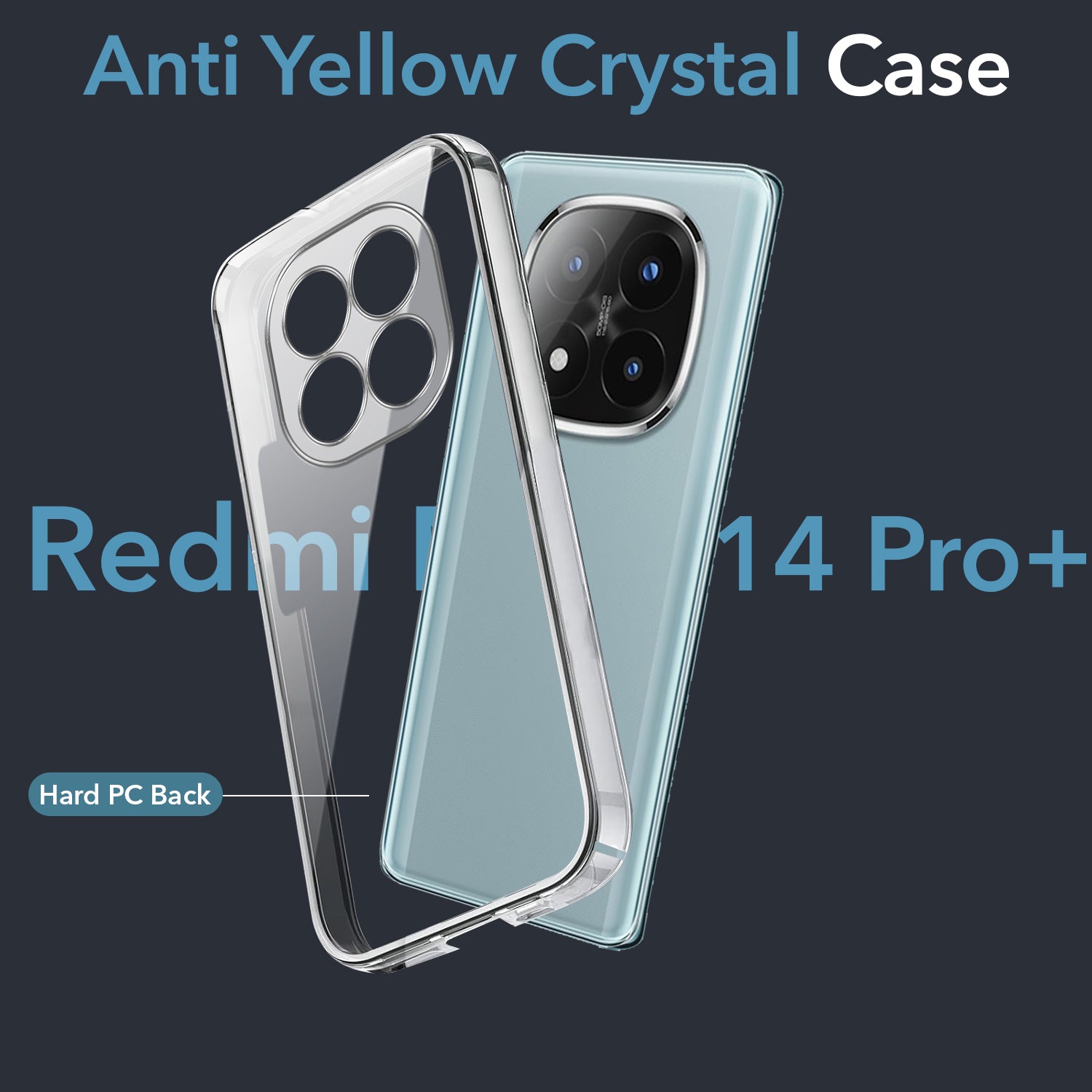 For Redmi Note 14 Pro Plus Back Cover Case (Hard Anti Yellow Clear Case | Sleek Hard Crystal Clear | Drop & Camera Protection | Shockproof Polycarbonate)