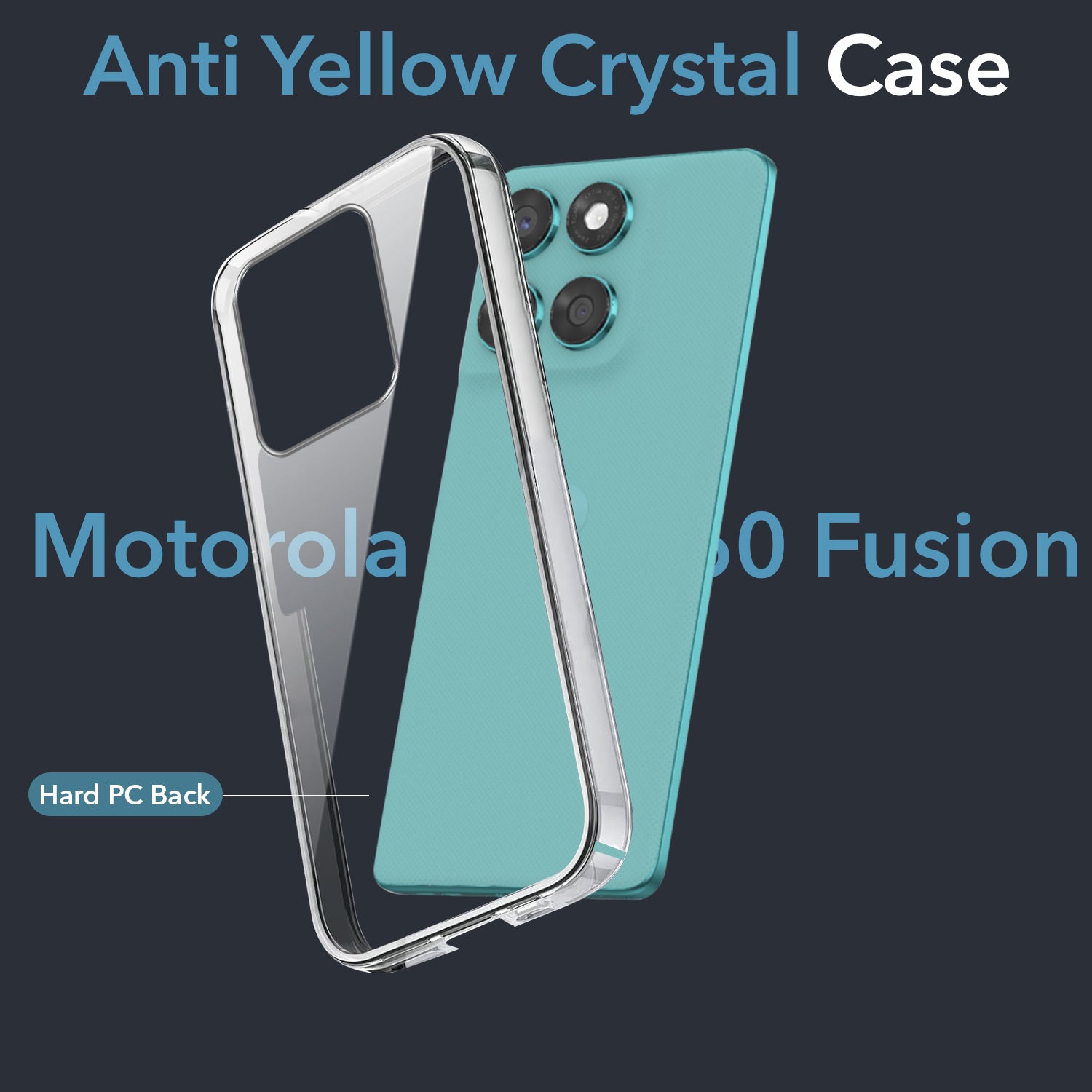 For Motorola Moto Edge 60 Fusion Back Cover Case (Hard Anti Yellow Clear Case | Sleek Hard Crystal Clear | Drop & Camera Protection | Shockproof Polycarbonate)