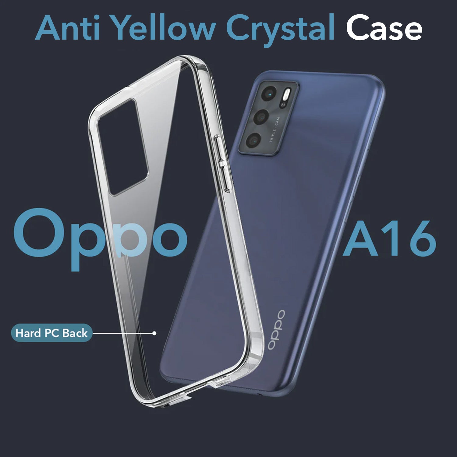 For Oppo A16 Back Cover Case (Hard Anti Yellow Clear Case | Drop & Camera Protection | Shockproof Polycarbonate)