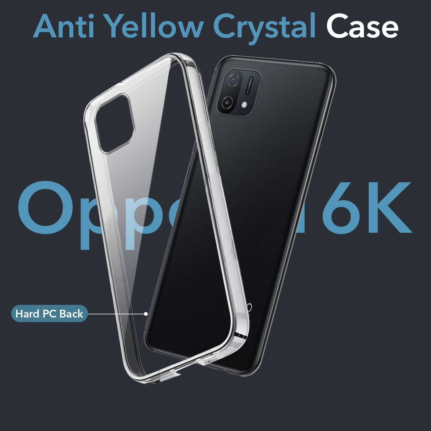 For Oppo A16K | A16e Back Cover Case (Hard Anti Yellow Clear Case | Drop & Camera Protection | Shockproof Polycarbonate)