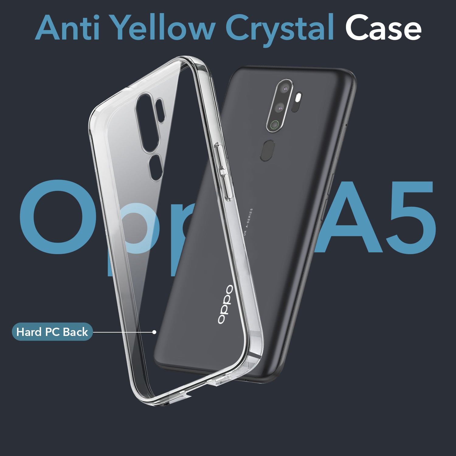 For Oppo A5 (2020) | A9 (2020) Back Cover Case (Hard Anti Yellow Clear Case | Drop & Camera Protection | Shockproof Polycarbonate)