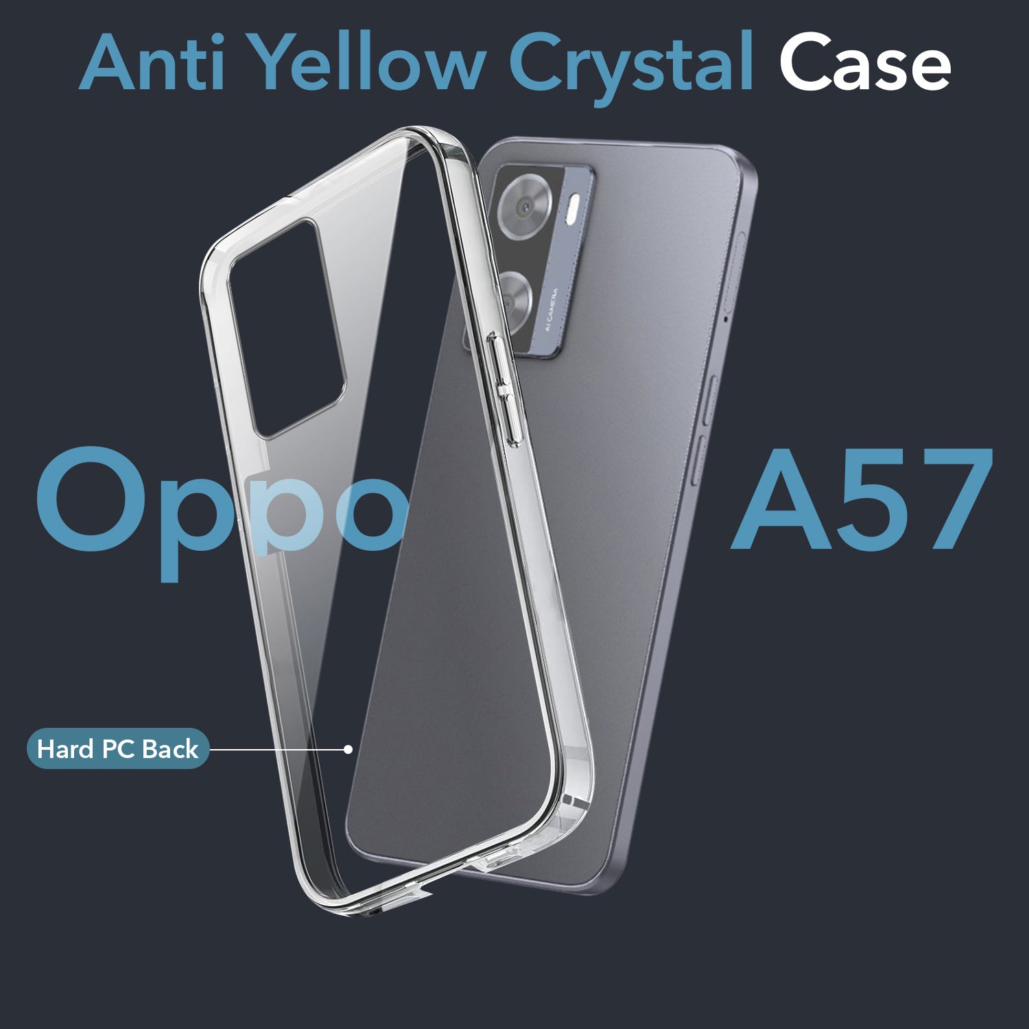 For Oppo A57 2022 Back Cover Case (Hard Anti Yellow Clear Case | Drop & Camera Protection | Shockproof Polycarbonate)