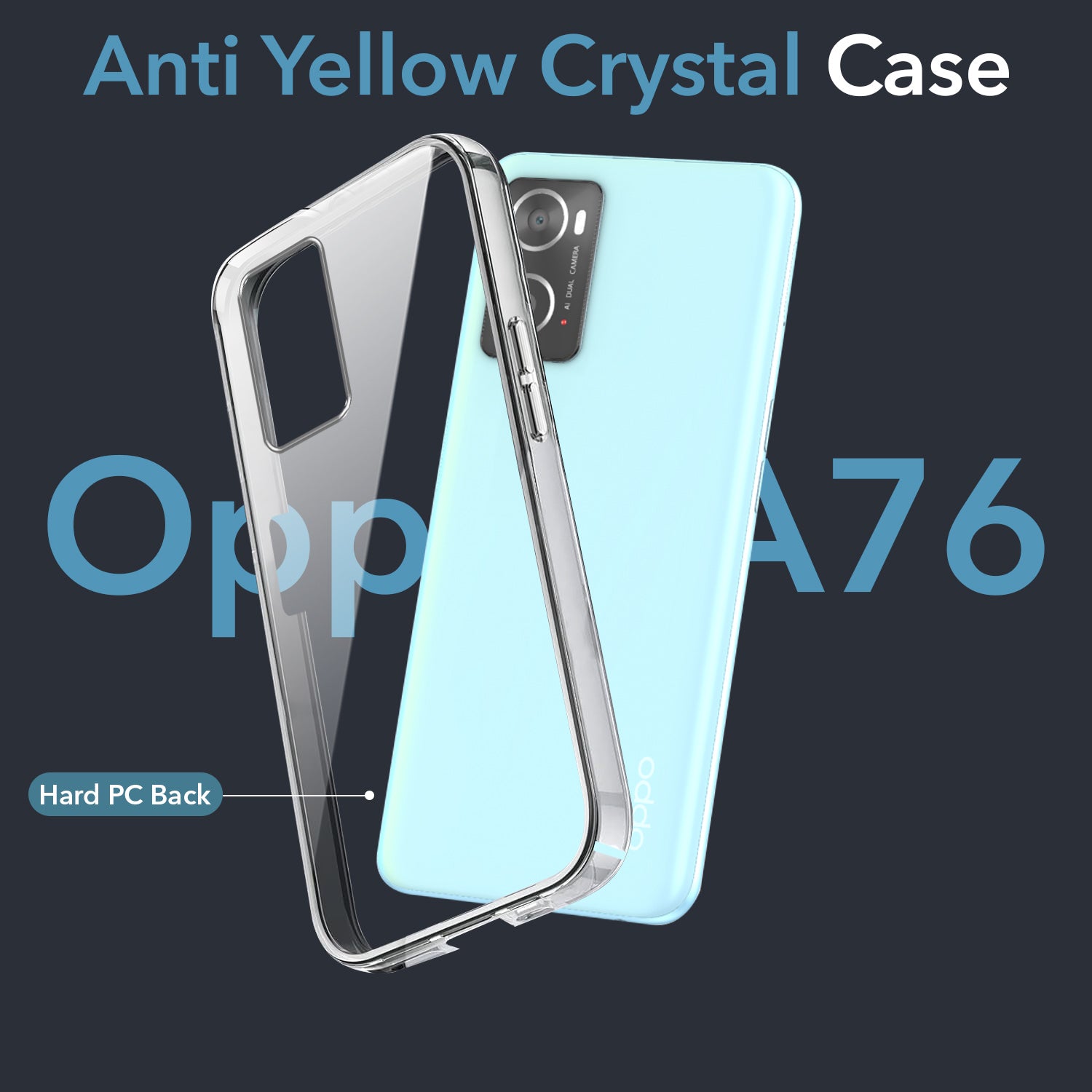 For Oppo A76 | A36 | A96  Back Cover Case (Hard Anti Yellow Clear Case | Sleek Hard Crystal Clear | Drop & Camera Protection | Shockproof Polycarbonate)
