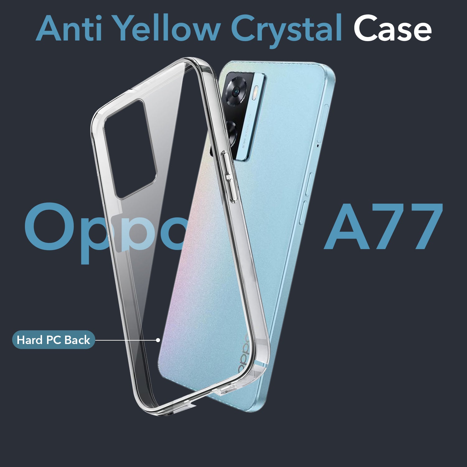 For Oppo A77 4G | Oppo A77s Back Cover Case (Hard Anti Yellow Clear Case | Drop & Camera Protection | Shockproof Polycarbonate)