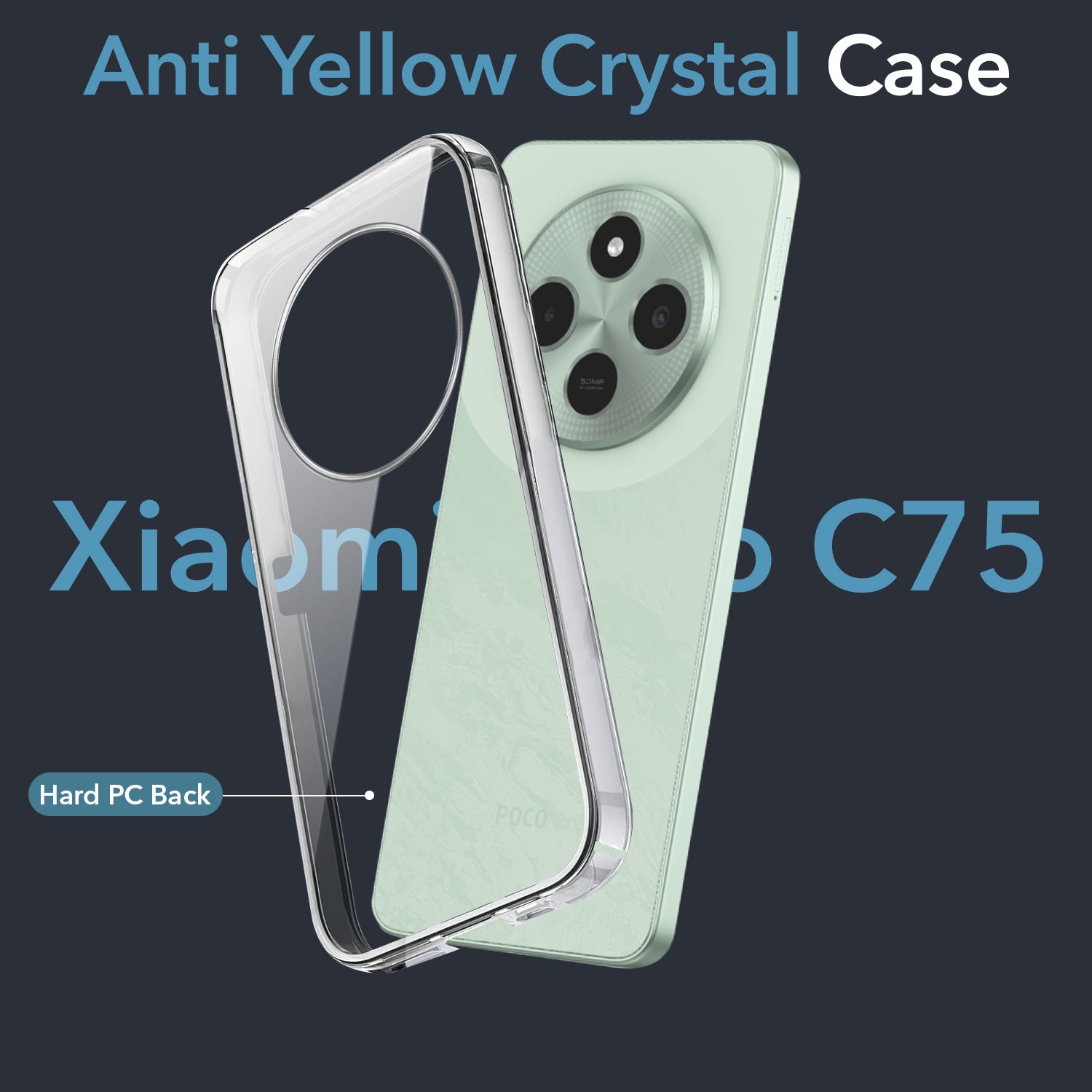 For Poco C75 | Poco M7  Back Cover Case (Hard Anti Yellow Clear Case | Sleek Hard Crystal Clear | Drop & Camera Protection | Shockproof Polycarbonate)