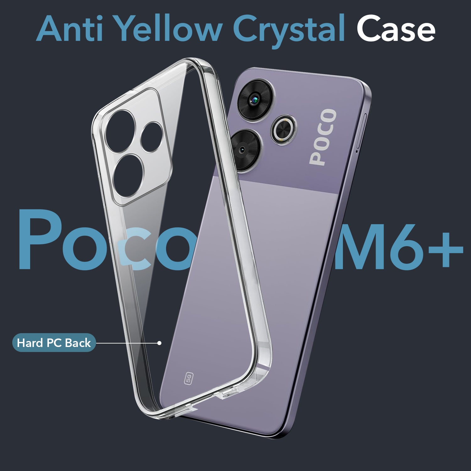 For Poco M6 Plus 5G Back Cover (Hard Anti Yellow Clear Case | Drop & Camera Protection | Shockproof Polycarbonate)