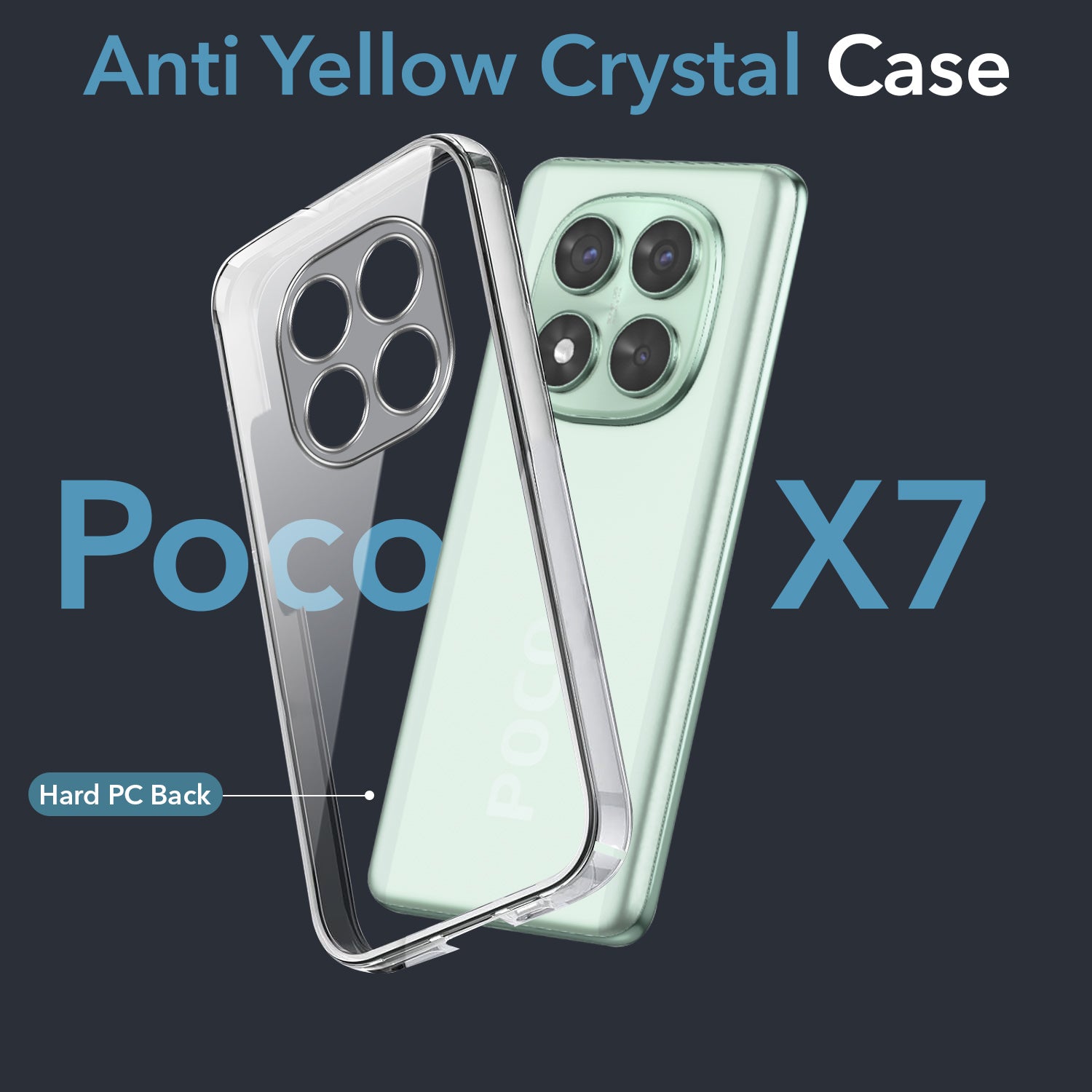 For Xiaomi Poco X7 Back Cover Case (Hard Anti Yellow Clear Case | Sleek Hard Crystal Clear | Drop & Camera Protection | Shockproof Polycarbonate)