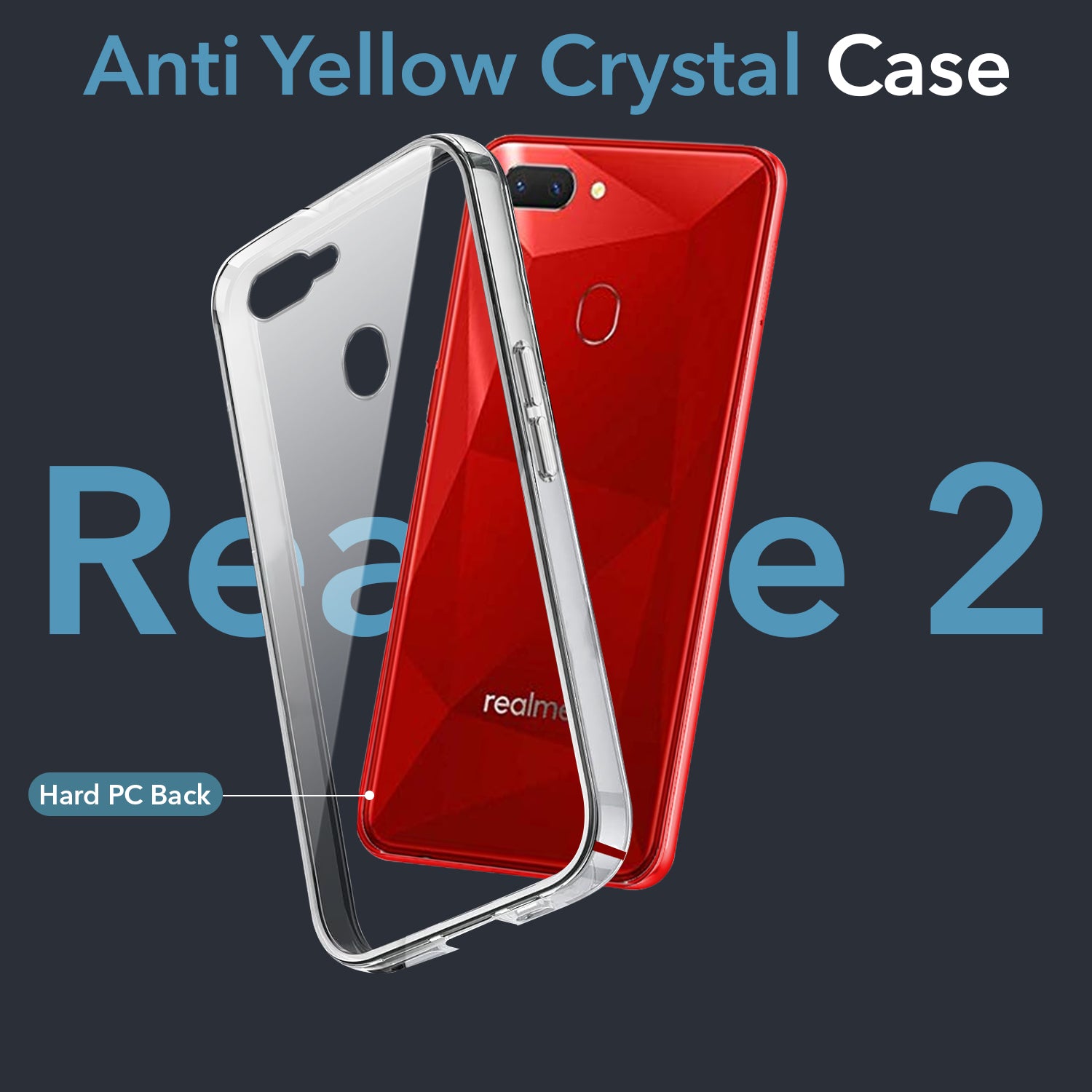 For Realme 2 Back Cover Case (Hard Anti Yellow Clear Case | Sleek Hard Crystal Clear | Drop & Camera Protection | Shockproof Polycarbonate)