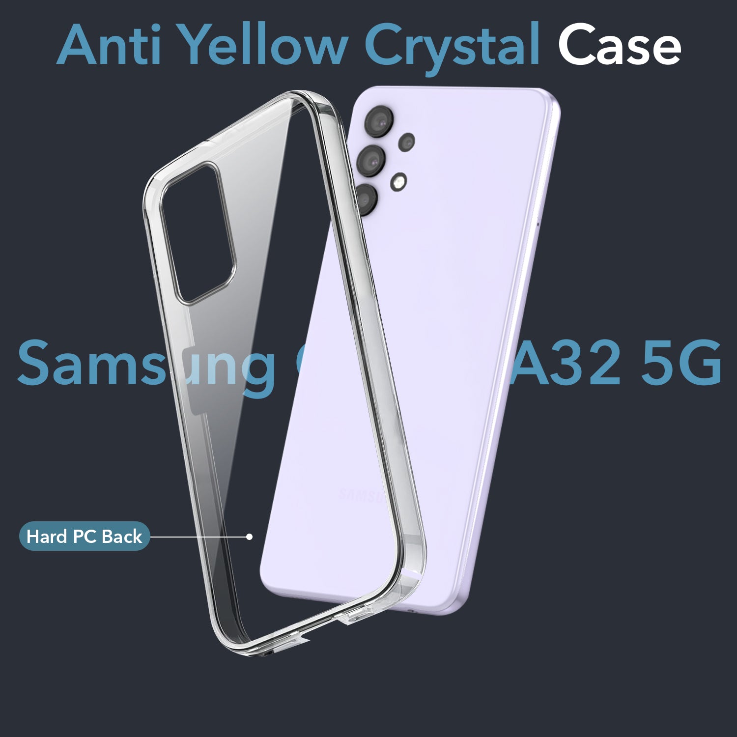 For Samsung Galaxy A32 5G Back Cover Case (Hard Anti Yellow Clear Case | Drop & Camera Protection | Shockproof Polycarbonate)