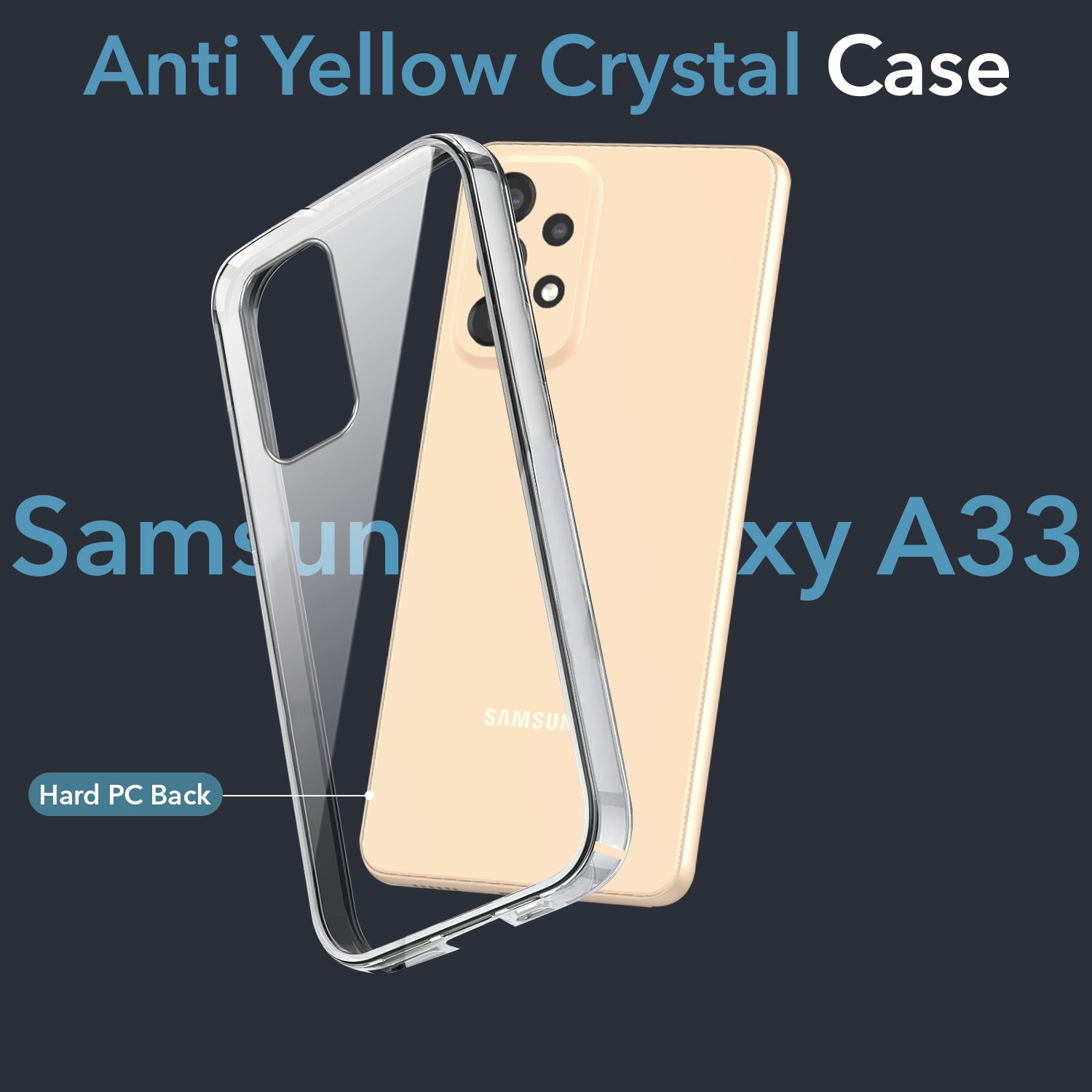 For Samsung Galaxy A33 5G Back Cover Case (Hard Anti Yellow Clear Case | Sleek Hard Crystal Clear | Drop & Camera Protection | Shockproof Polycarbonate)
