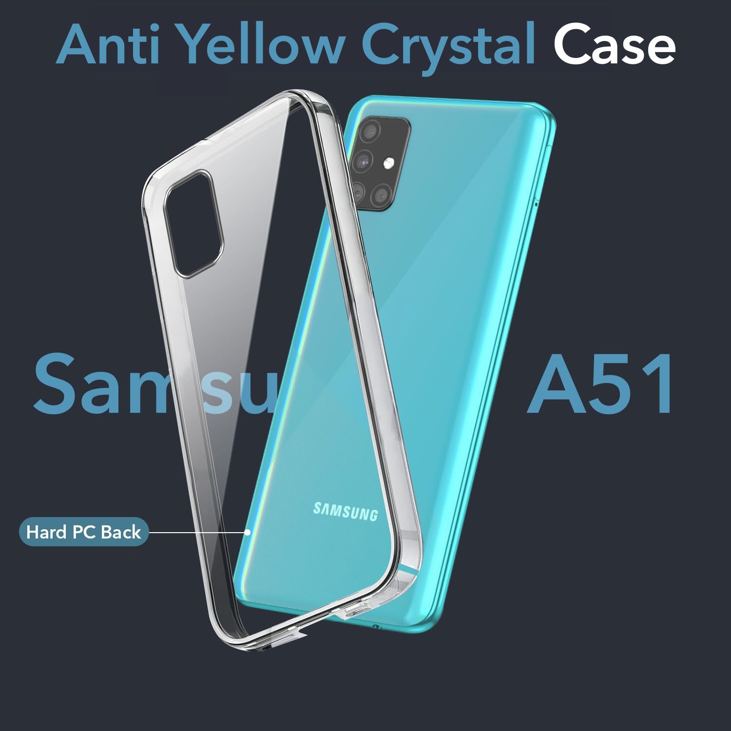 For Samsung Galaxy A51 Back Cover Case (Hard Anti Yellow Clear Case | Drop & Camera Protection | Shockproof Polycarbonate)