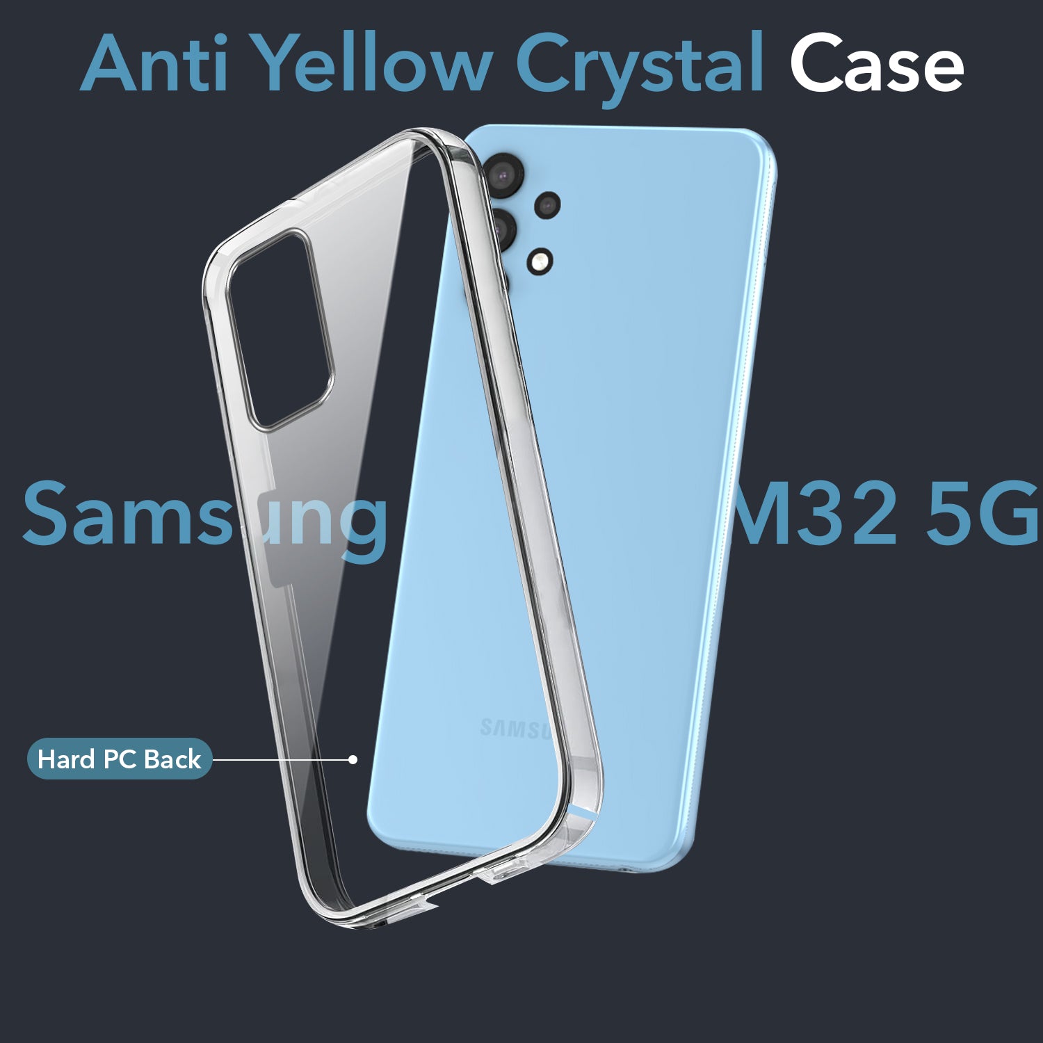 For Samsung Galaxy M32 5G Back Cover Case (Hard Anti Yellow Clear Case | Drop & Camera Protection | Shockproof Polycarbonate)