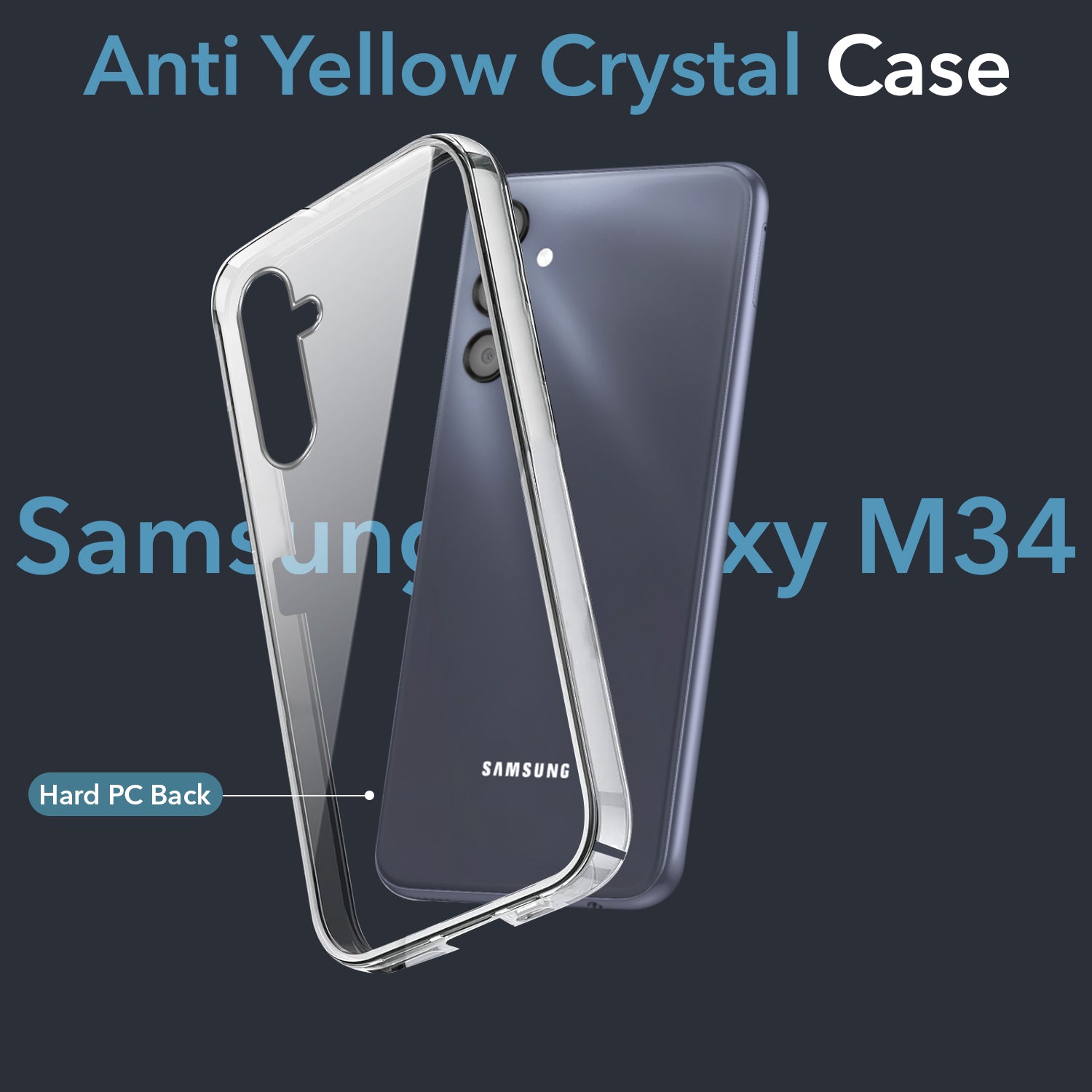 For Samsung Galaxy M34 5G Back Cover (Hard Anti Yellow Clear Case | Drop & Camera Protection | Shockproof Polycarbonate)