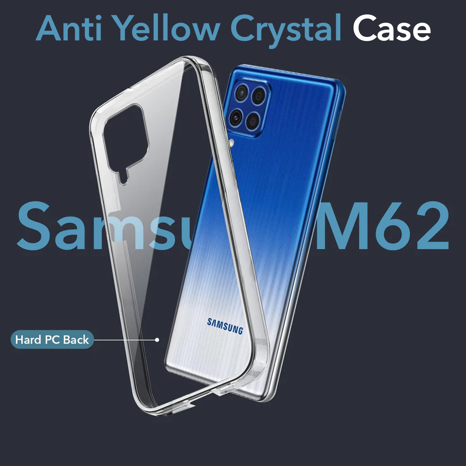 For Samsung Galaxy M62 Back Cover Case (Hard Anti Yellow Clear Case | Drop & Camera Protection | Shockproof Polycarbonate)