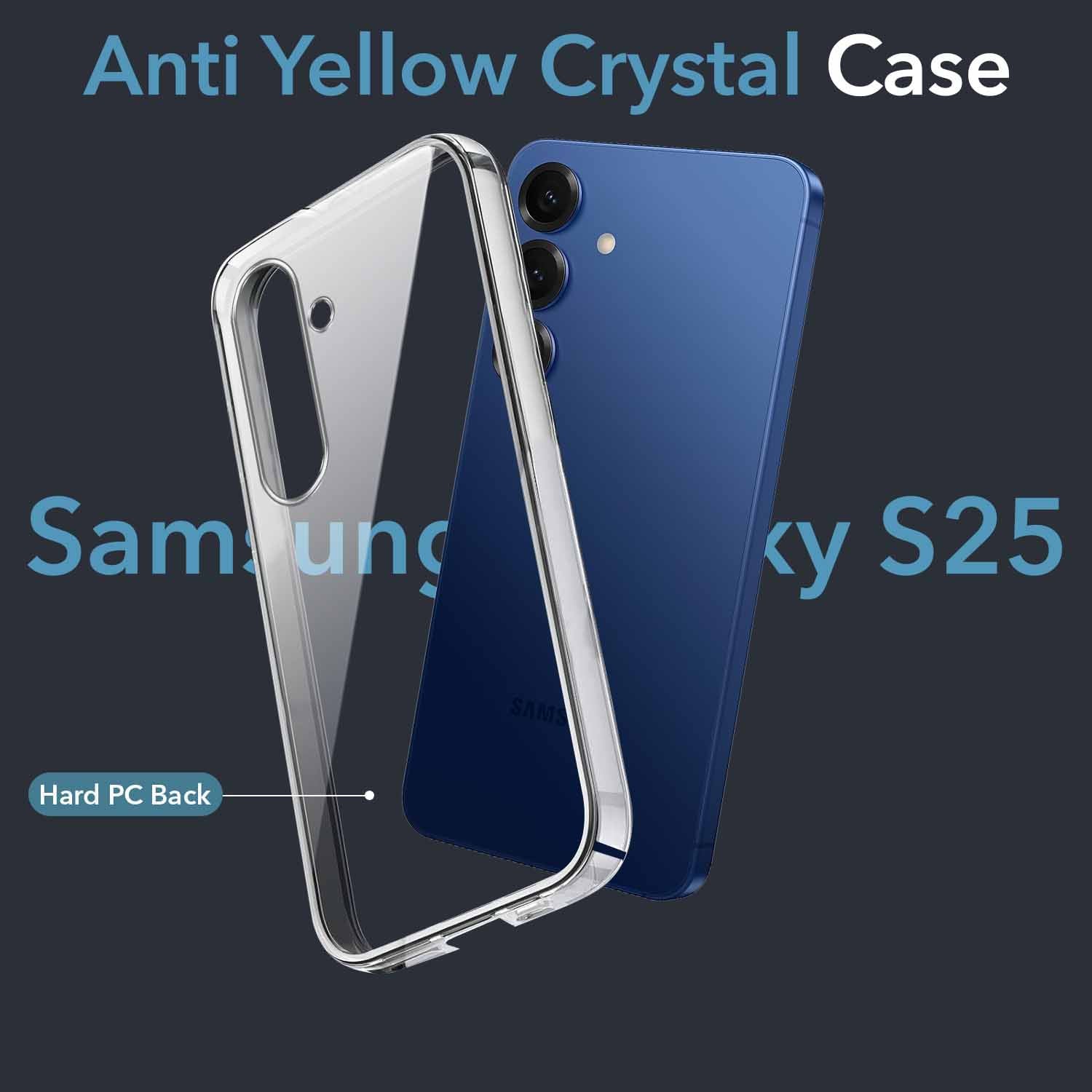 For Samsung Galaxy S25 Back Cover Case (Hard Anti Yellow Clear Case | Sleek Hard Crystal Clear | Drop & Camera Protection | Shockproof Polycarbonate)