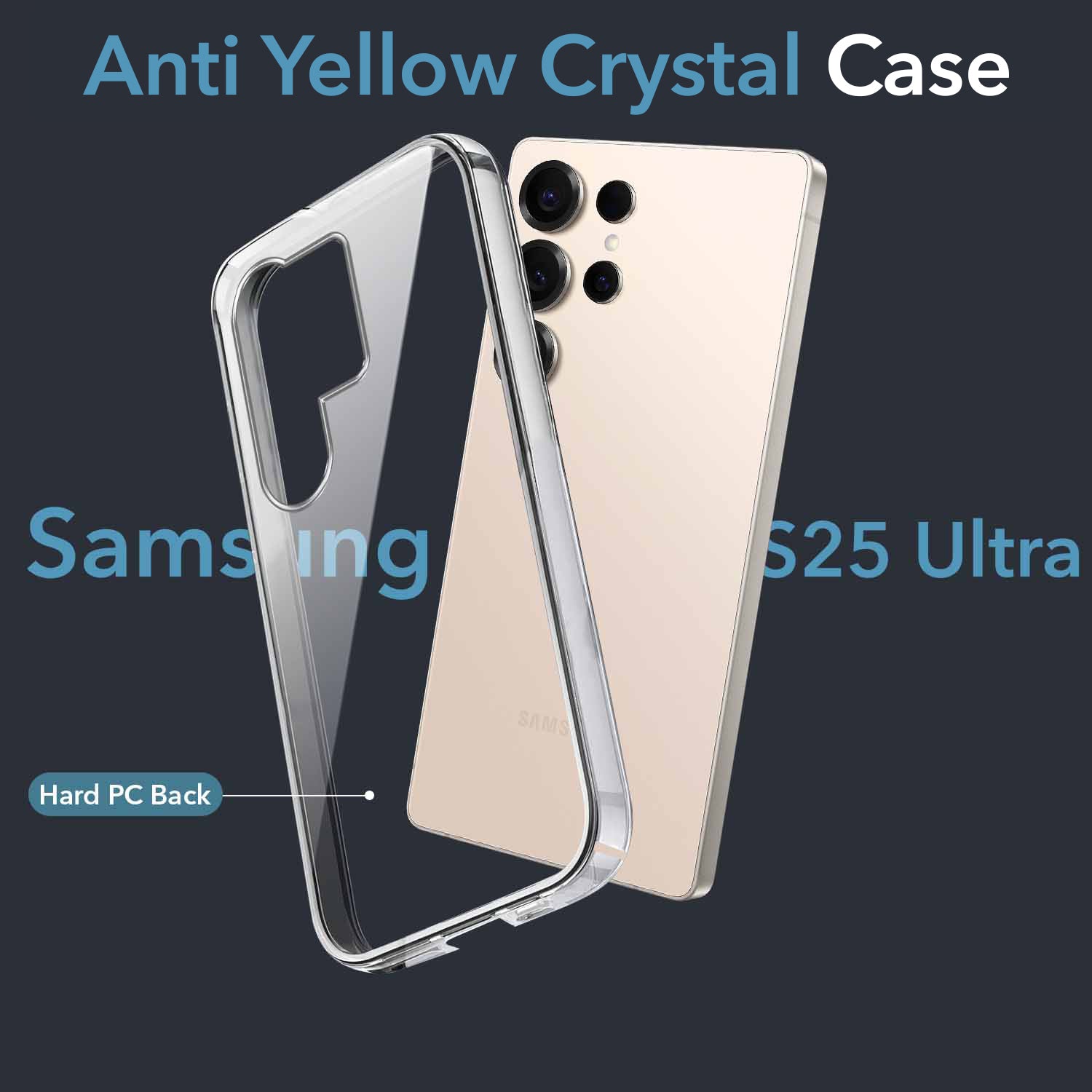 For Samsung Galaxy S25 Ultra Back Cover Case (Hard Anti Yellow Clear Case | Sleek Hard Crystal Clear | Drop & Camera Protection | Shockproof