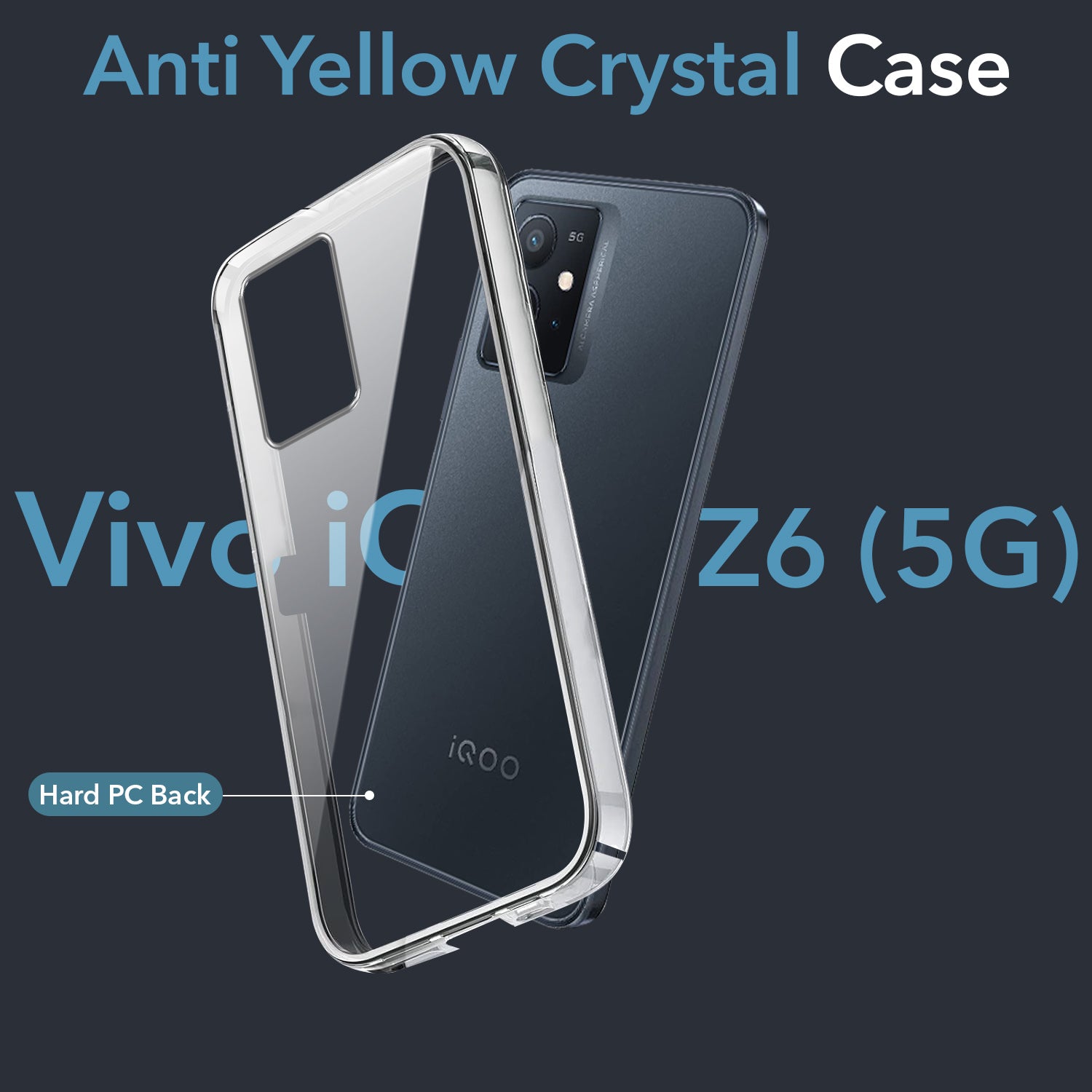 For Vivo iQOO Z6 5G Back Cover Case (Hard Anti Yellow Clear Case | Drop & Camera Protection | Shockproof Polycarbonate)