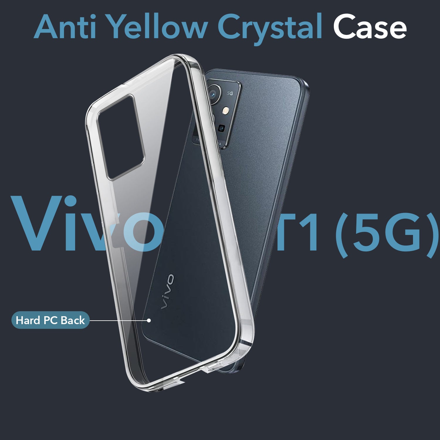 For Vivo T1 5G Back Cover Case (Sleek Hard Crystal Clear | Drop & Camera Protection | Shockproof Polycarbonate)
