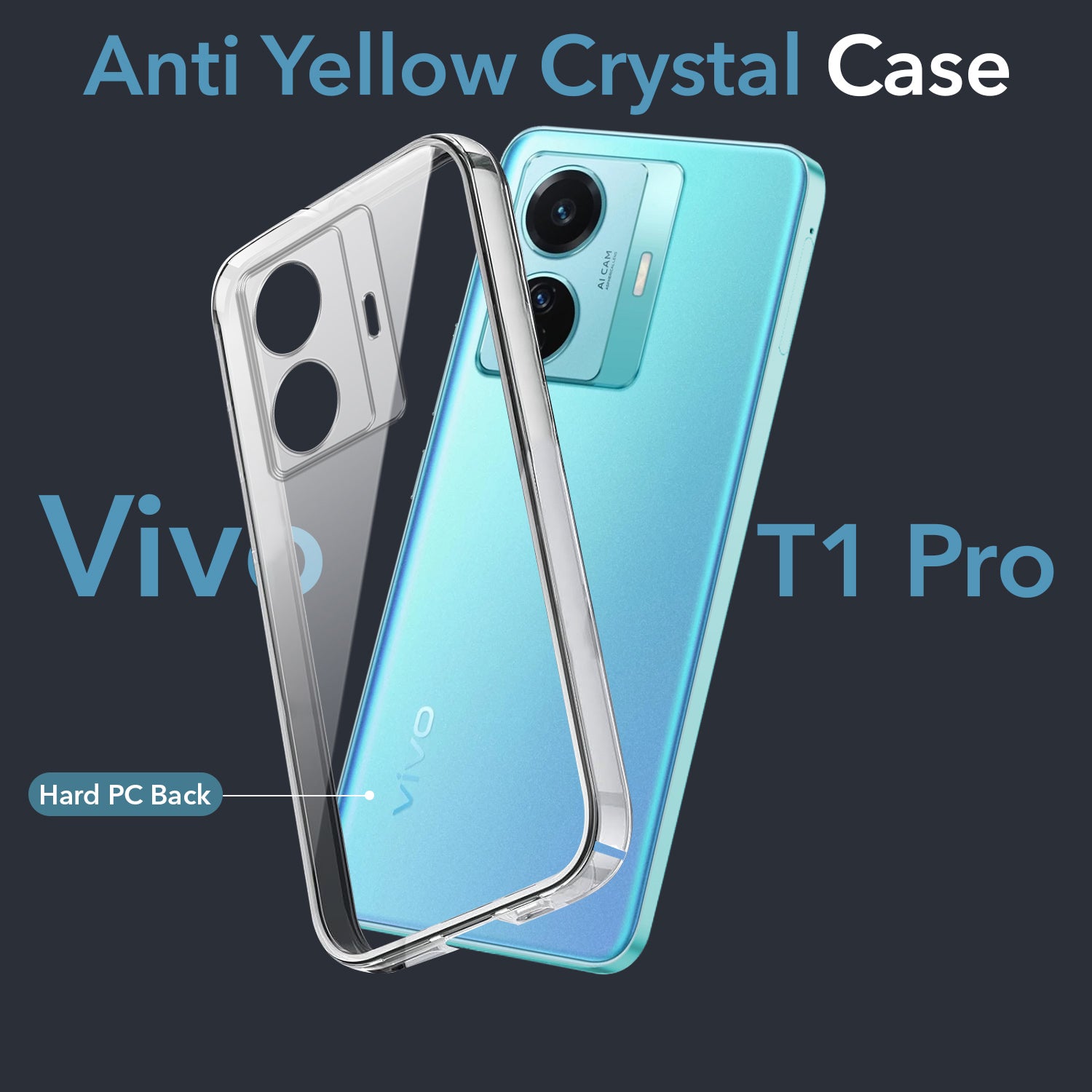 For Vivo T1 Pro 5G Back Cover Case (Hard Anti Yellow Clear Case | Drop & Camera Protection | Shockproof Polycarbonate)