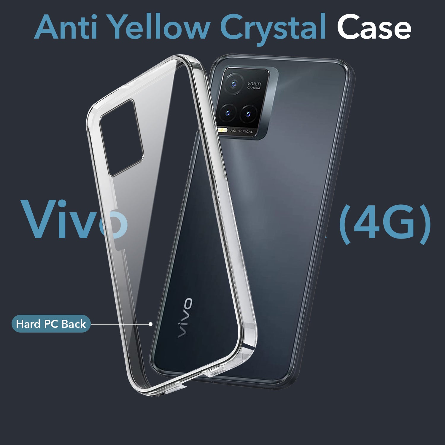 For Vivo T1x 4G (India) Back Cover Case (Hard Anti Yellow Clear Case | Drop & Camera Protection | Shockproof Polycarbonate)