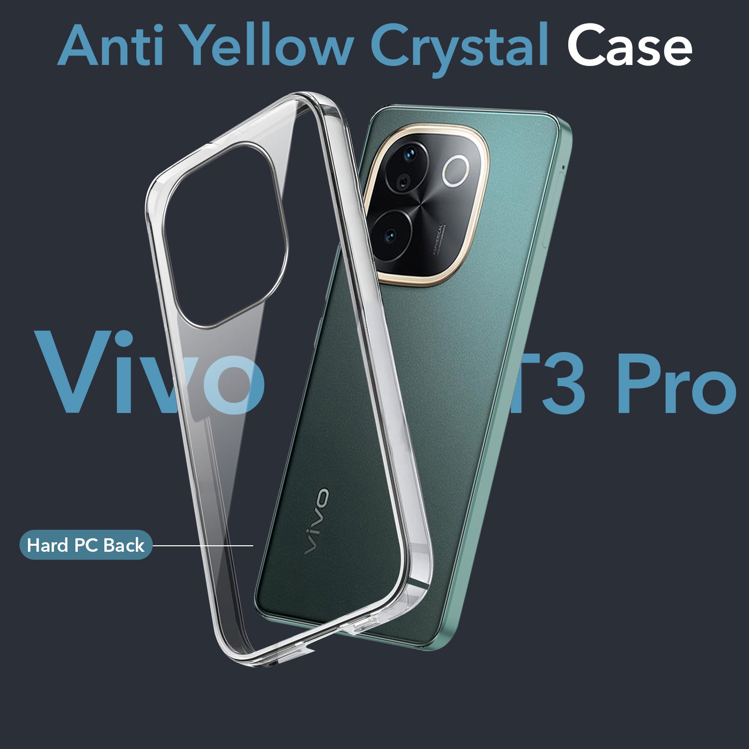For Vivo T3 Pro Back Cover (Hard Anti Yellow Clear Case | Drop & Camera Protection | Shockproof Polycarbonate)
