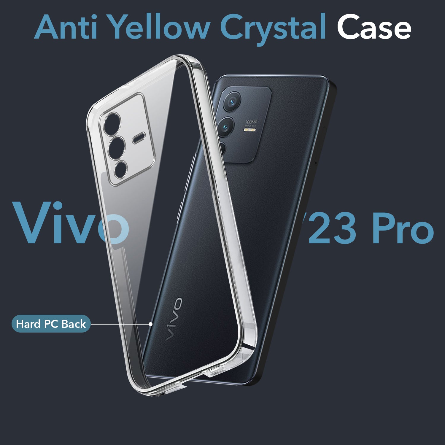 For Vivo V23 Pro Back Cover Case (Hard Anti Yellow Clear Case | Sleek Hard Crystal Clear | Drop & Camera Protection | Shockproof Polycarbonate)