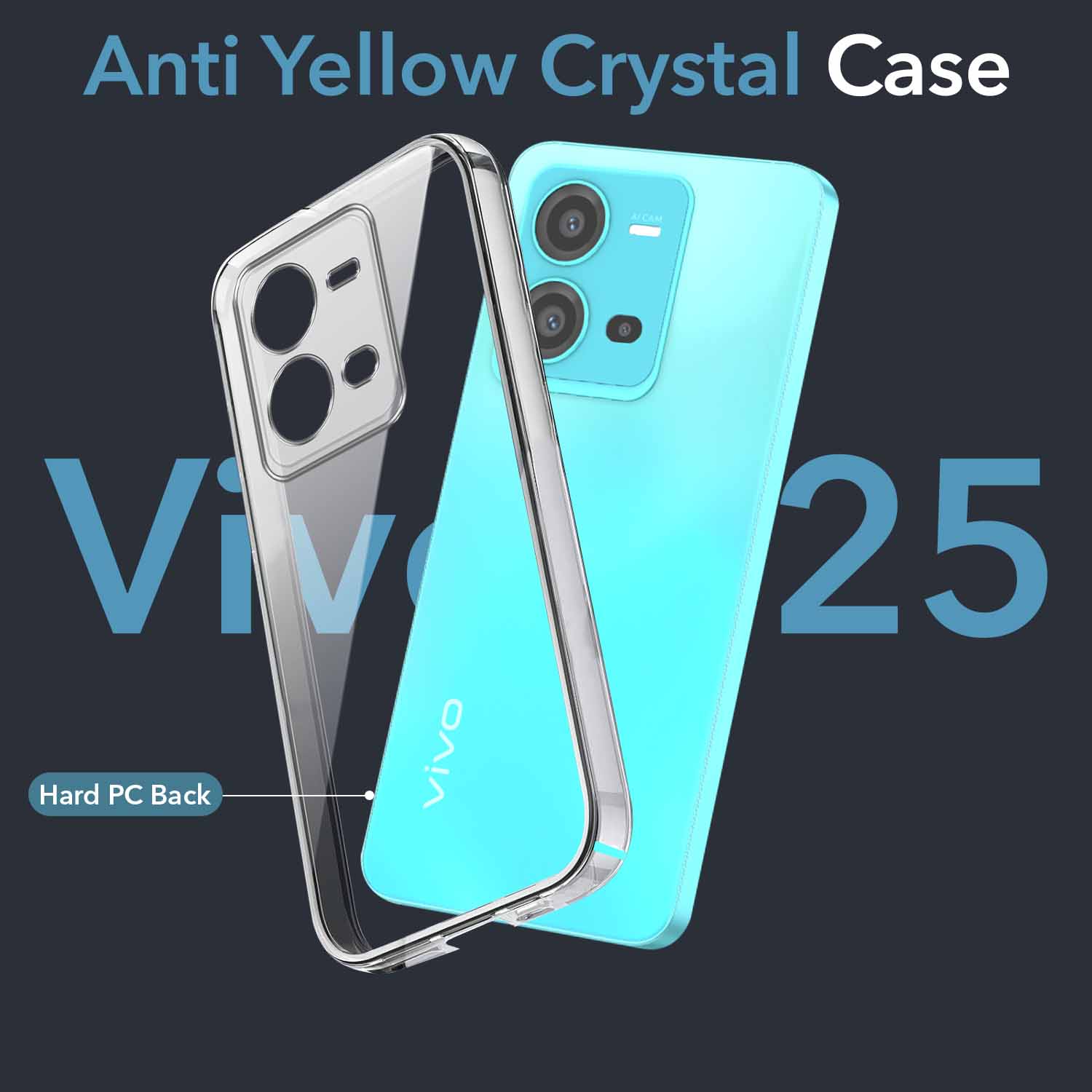 For Vivo V25 5G Back Cover Case (Hard Anti Yellow Clear Case | Drop & Camera Protection | Shockproof Polycarbonate)