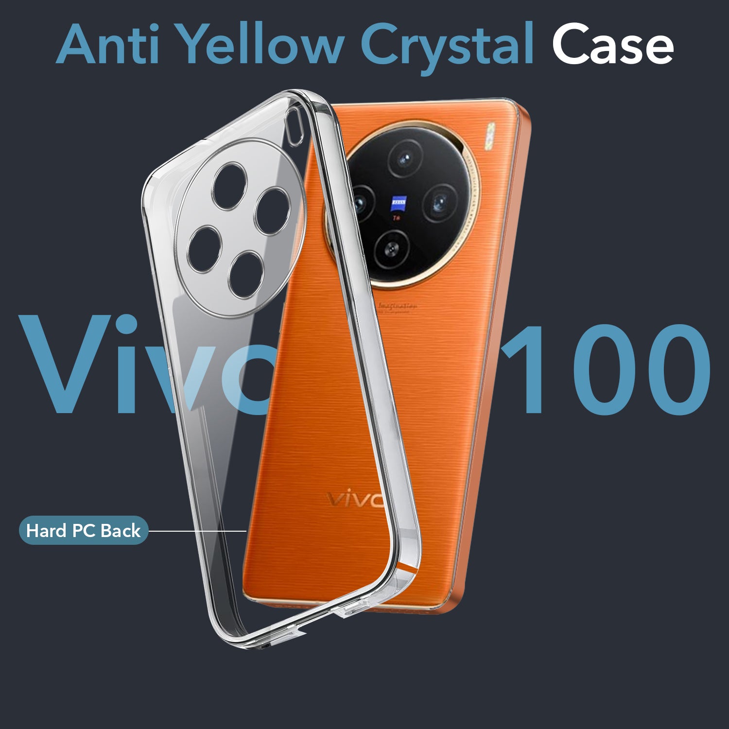 For Vivo X100 5G Back Cover Case (Hard Anti Yellow Clear Case | Sleek Hard Crystal Clear | Drop & Camera Protection | Shockproof Polycarbonate)