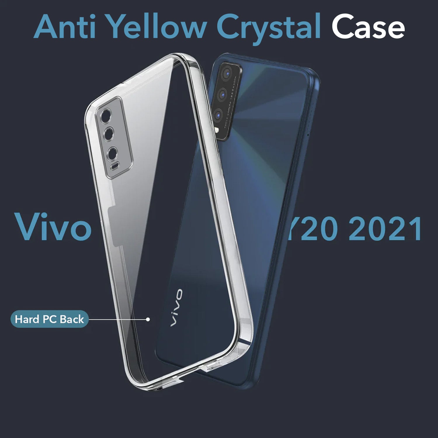 For Vivo Y20 2021 Back Cover Case (Hard Anti Yellow Clear Case | Drop & Camera Protection | Shockproof Polycarbonate)