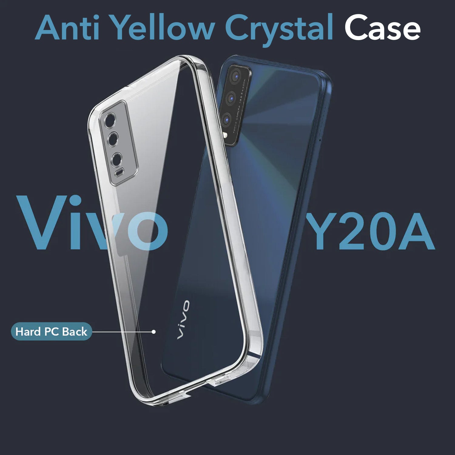 For Vivo Y20A | Y20T | Y20G Back Cover Case (Hard Anti Yellow Clear Case | Drop & Camera Protection | Shockproof Polycarbonate)