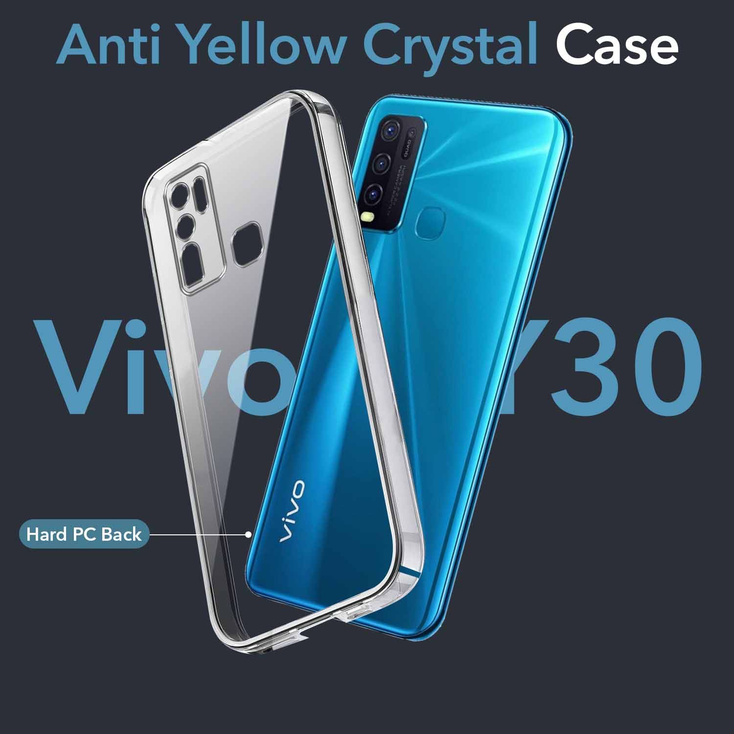 For Vivo Y30  Back Cover Case (Hard Anti Yellow Clear Case | Drop & Camera Protection | Shockproof Polycarbonate)
