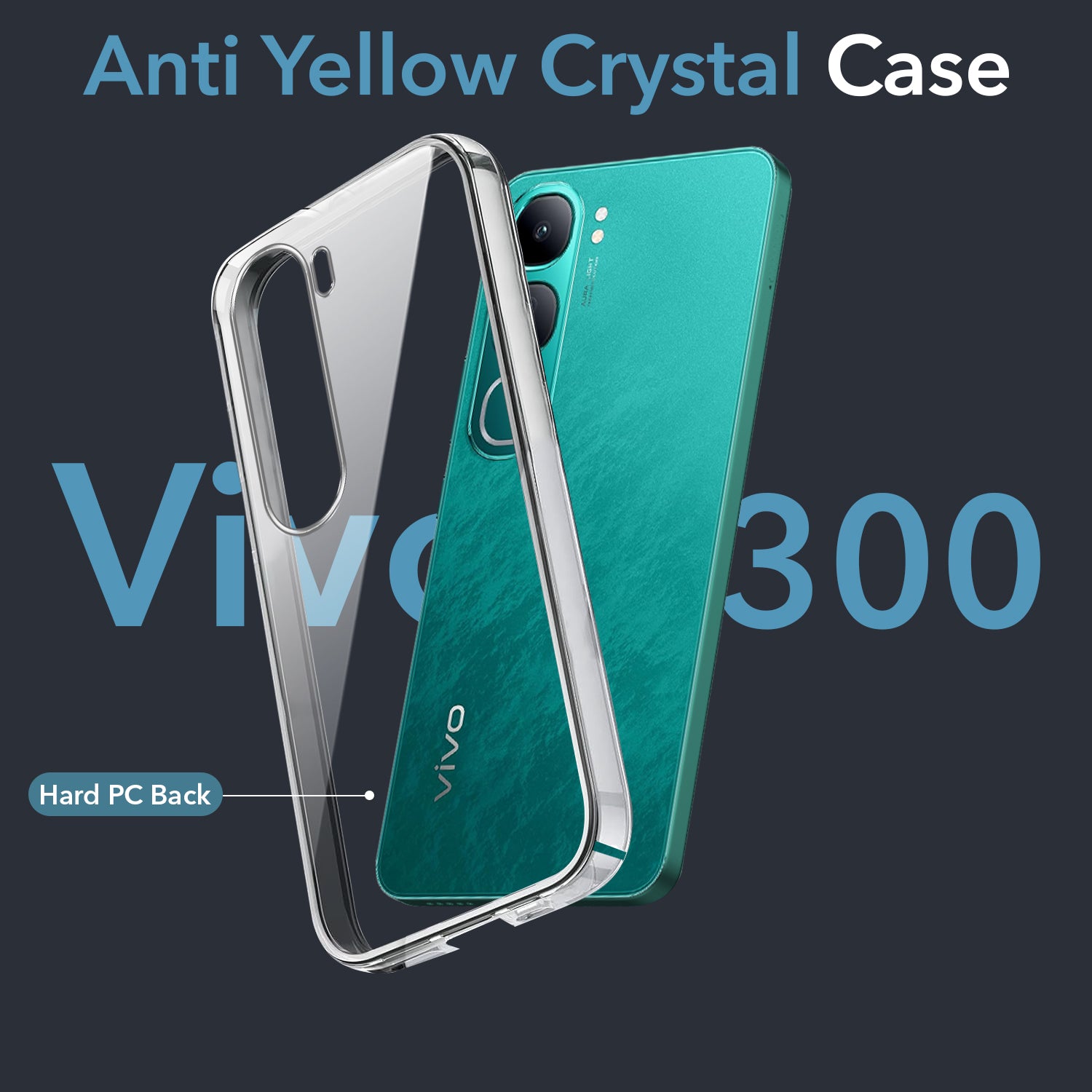 For Vivo Y300 Back Cover Case (Hard Anti Yellow Clear Case | Sleek Hard Crystal Clear | Drop & Camera Protection | Shockproof Polycarbonate)