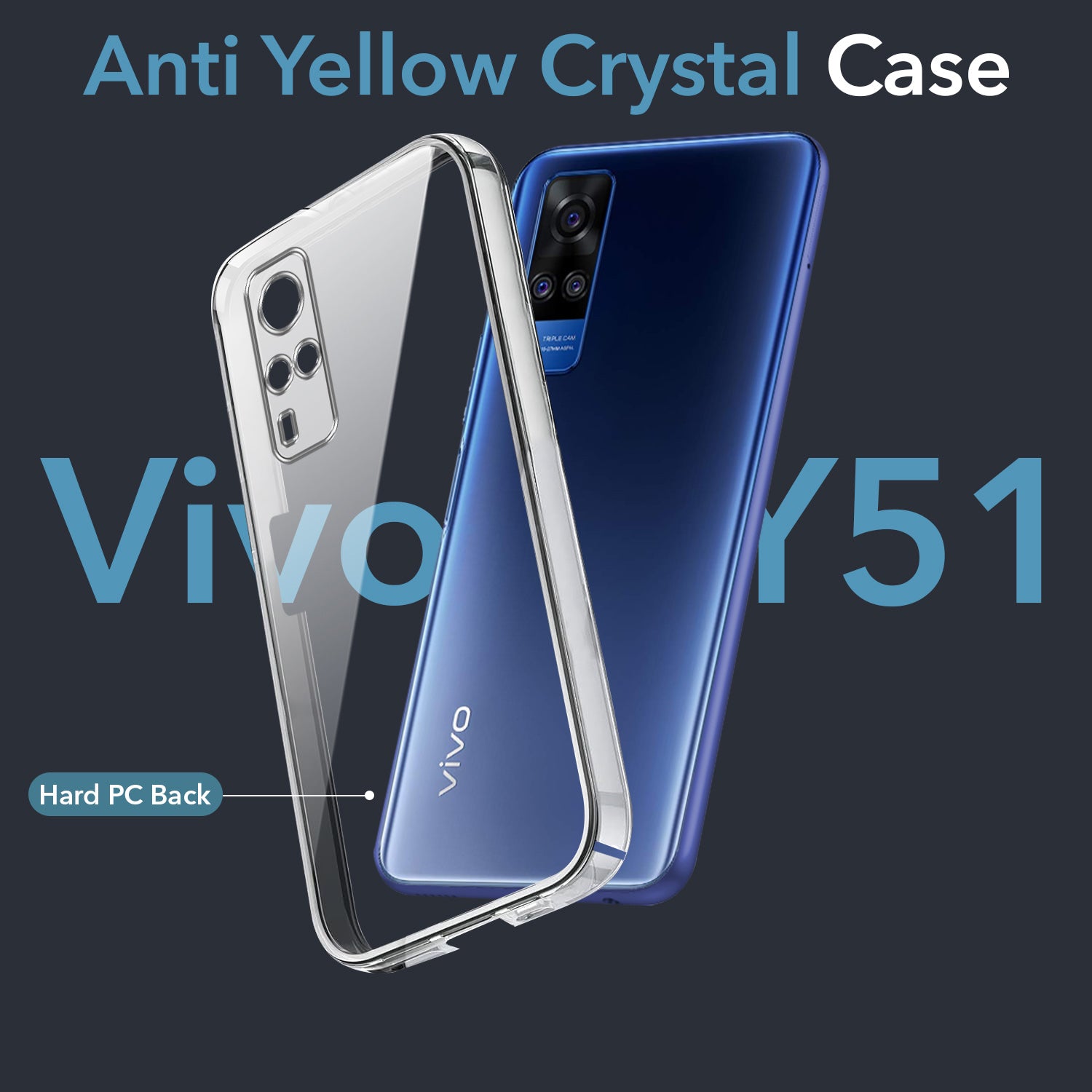 For Vivo Y51 (2020) Back Cover Case (Hard Anti Yellow Clear Case | Drop & Camera Protection | Shockproof Polycarbonate)