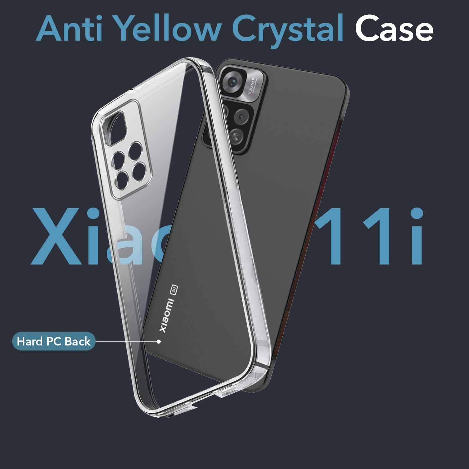 For Xiaomi 11i | Xiaomi 11i HyperCharge Back Cover Case (Hard Anti Yellow Clear Case | Sleek Hard Crystal Clear | Drop & Camera Protection | Shockproof  Polycarbonate)