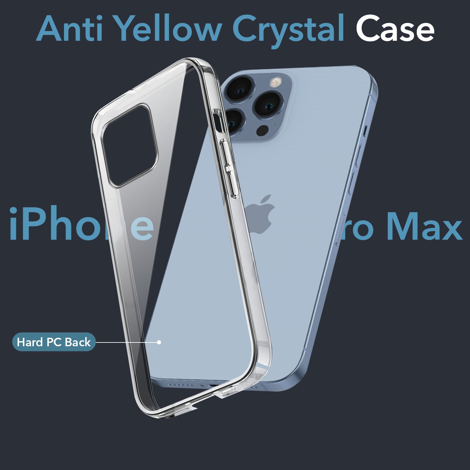 For Apple iPhone 13 Pro Max Back Cover Case (Hard Anti Yellow Clear Case | Drop & Camera Protection | Shockproof Polycarbonate)