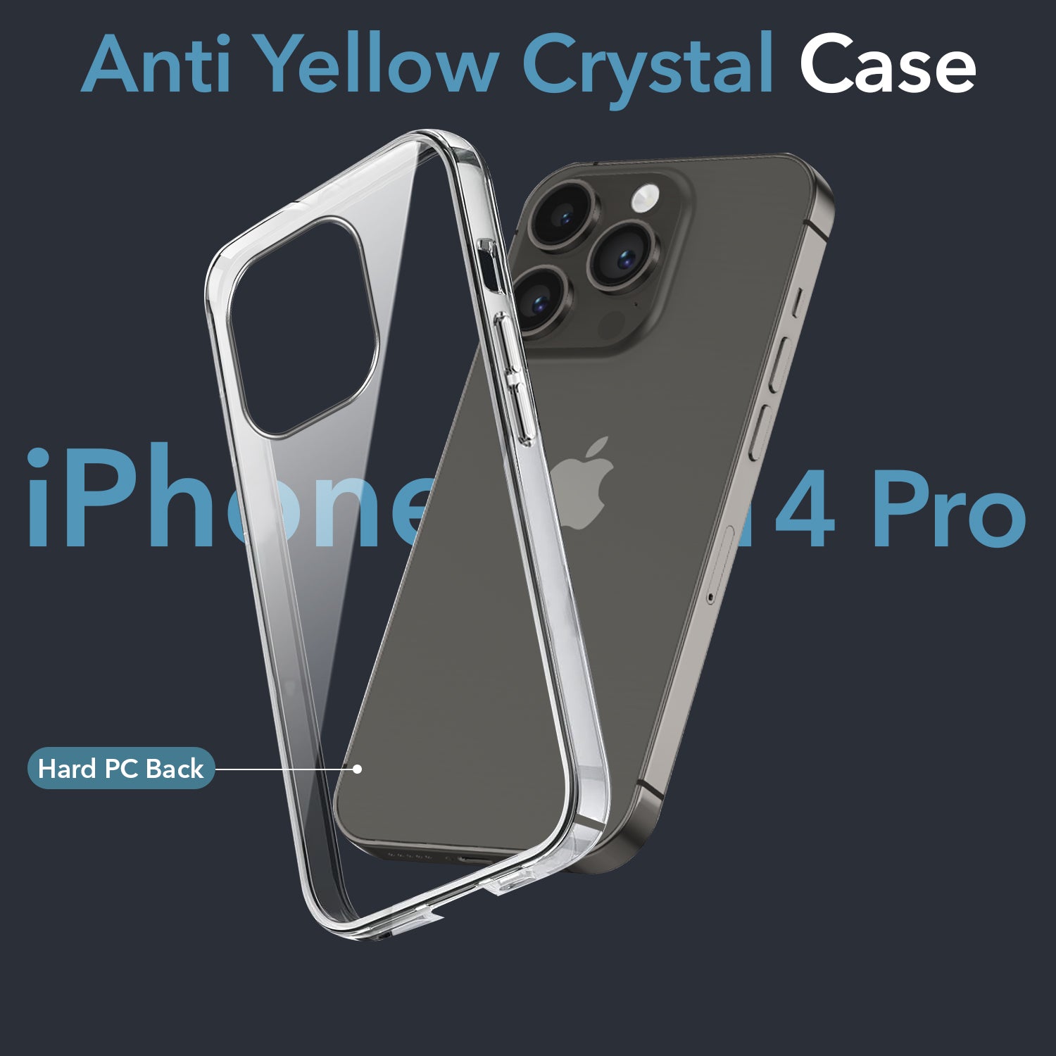 For Apple iPhone 14 Pro Back Cover Case (Hard Anti Yellow Clear Case | Drop & Camera Protection | Shockproof Polycarbonate)