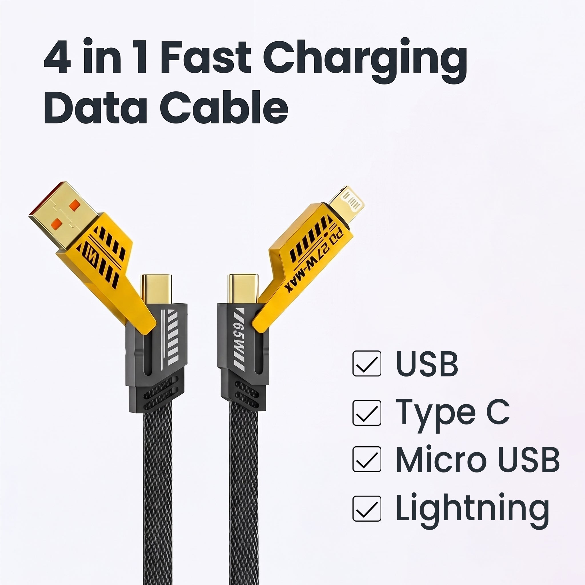 120W Fast Charging Cable with Foldable Phone Stand Brackets (Type C)