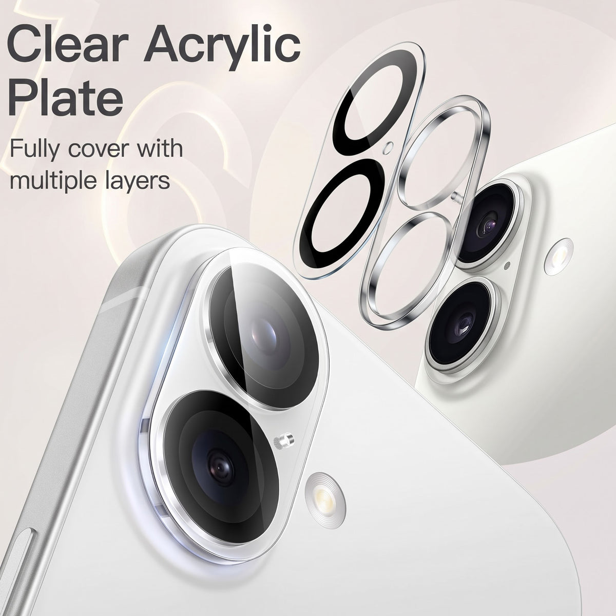 Crystal Clear Camera Lens Protector for iPhone 16 | iPhone 16 Plus – Sapphire 9H+ Glass, Anti-Scratch, Anti-Drop & Case Friendly