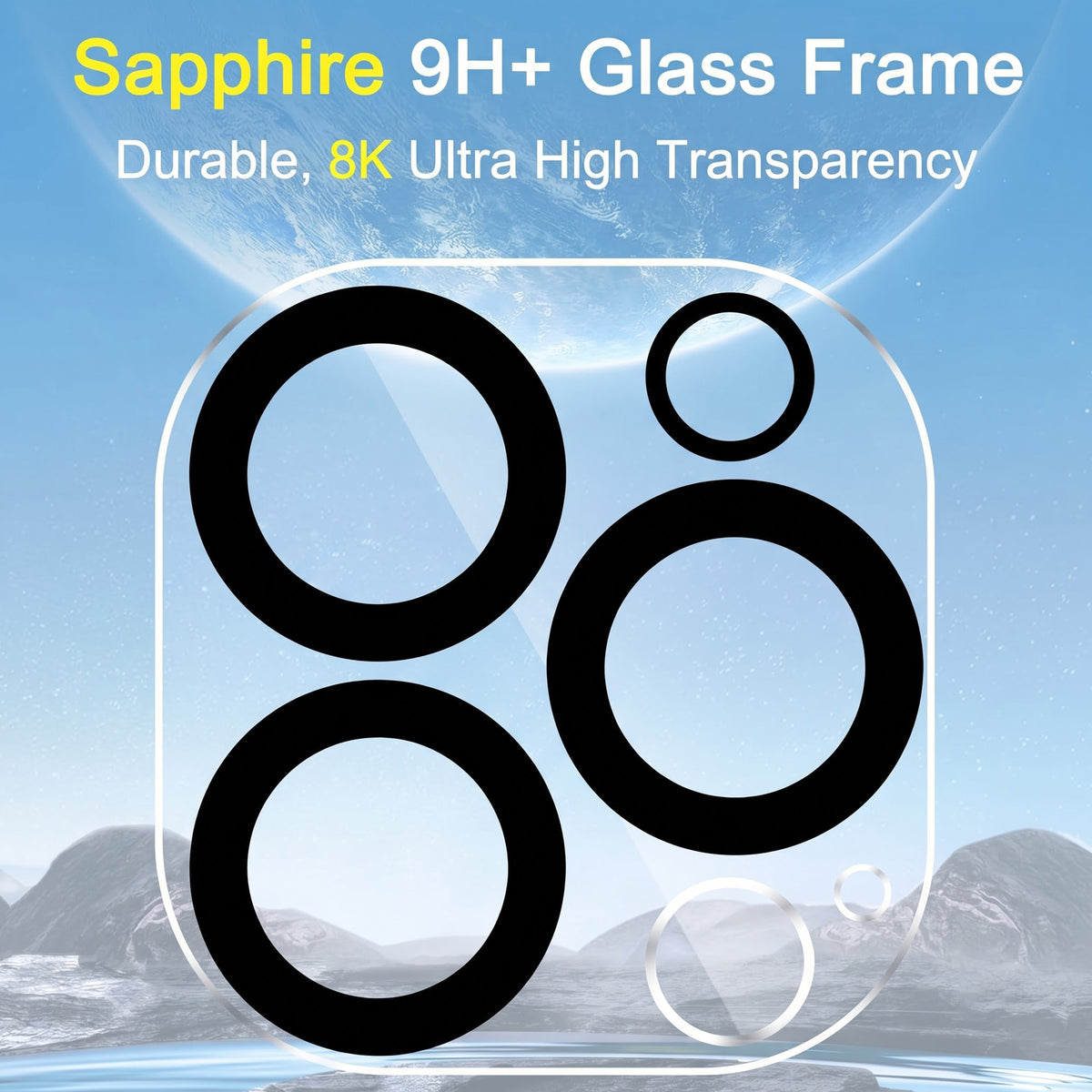 Crystal Clear Camera Lens Protector for iPhone 13 Pro  – Sapphire 9H+ Glass, Anti-Scratch, Anti-Drop & Case Friendly