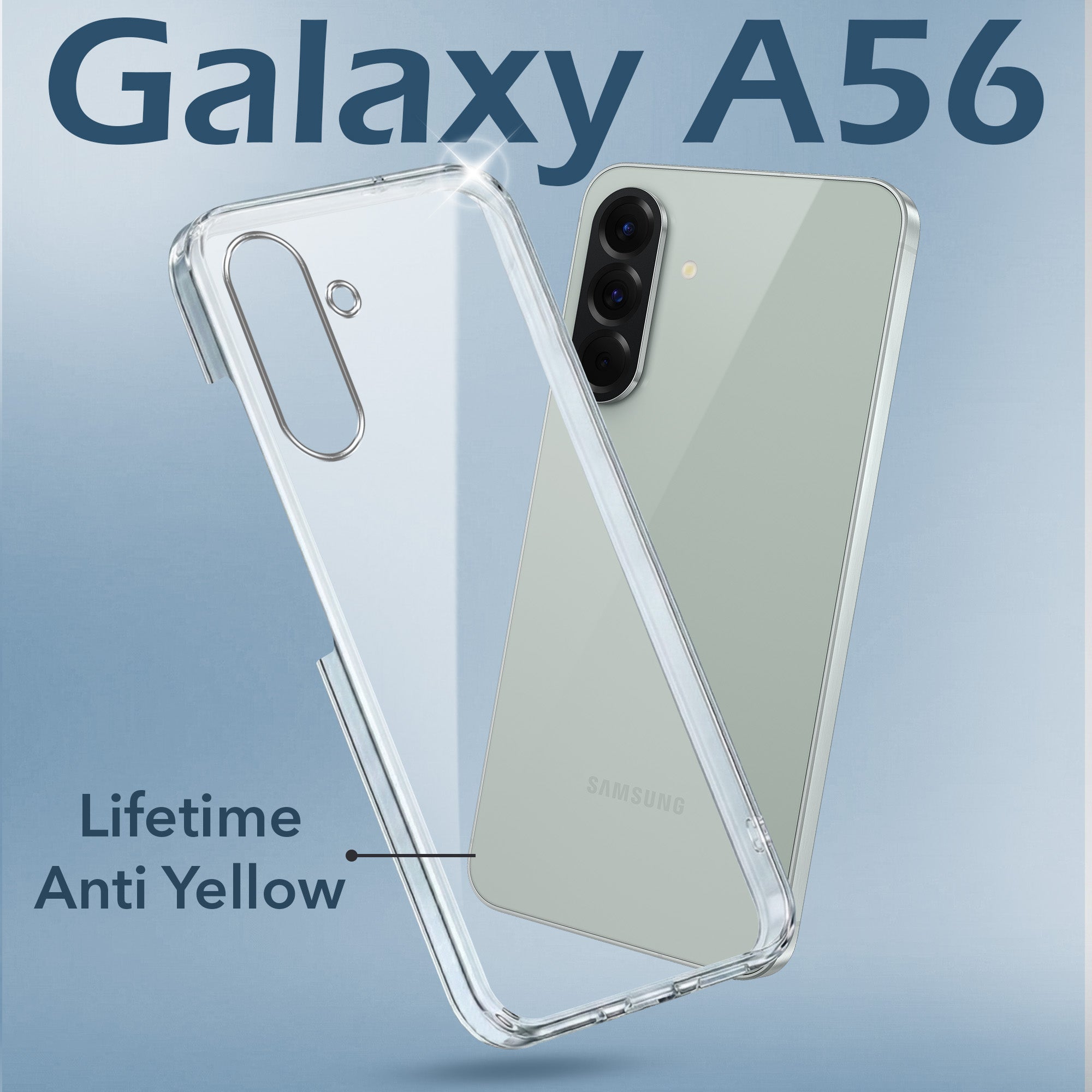 For Samsung Galaxy A56 Back Cover Case (Hard Anti Yellow Clear Case | Sleek Hard Crystal Clear | Drop & Camera Protection | Shockproof Polycarbonate)
